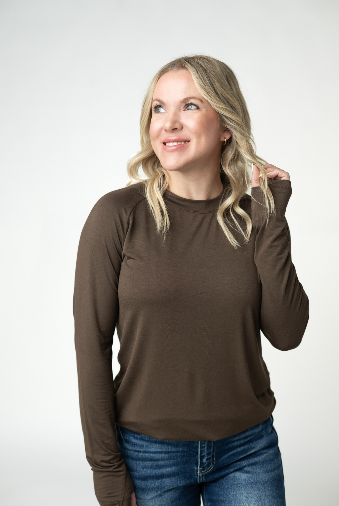 IN STOCK Blair Long Sleeve Top - Brown-Tops-Dear Me Southern Boutique, located in DeRidder, Louisiana