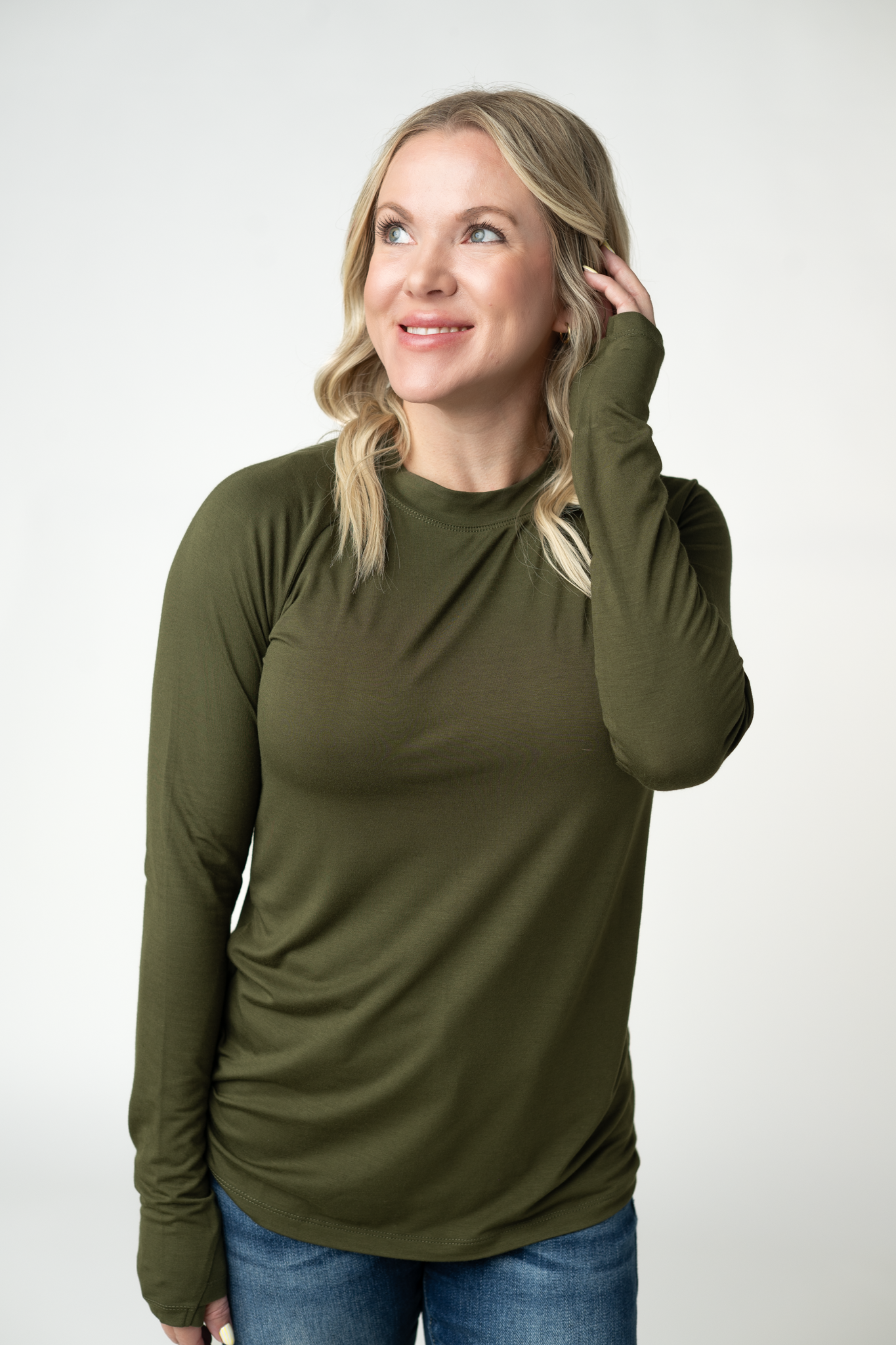 IN STOCK Blair Long Sleeve Top - Dark Olive-Tops-Dear Me Southern Boutique, located in DeRidder, Louisiana