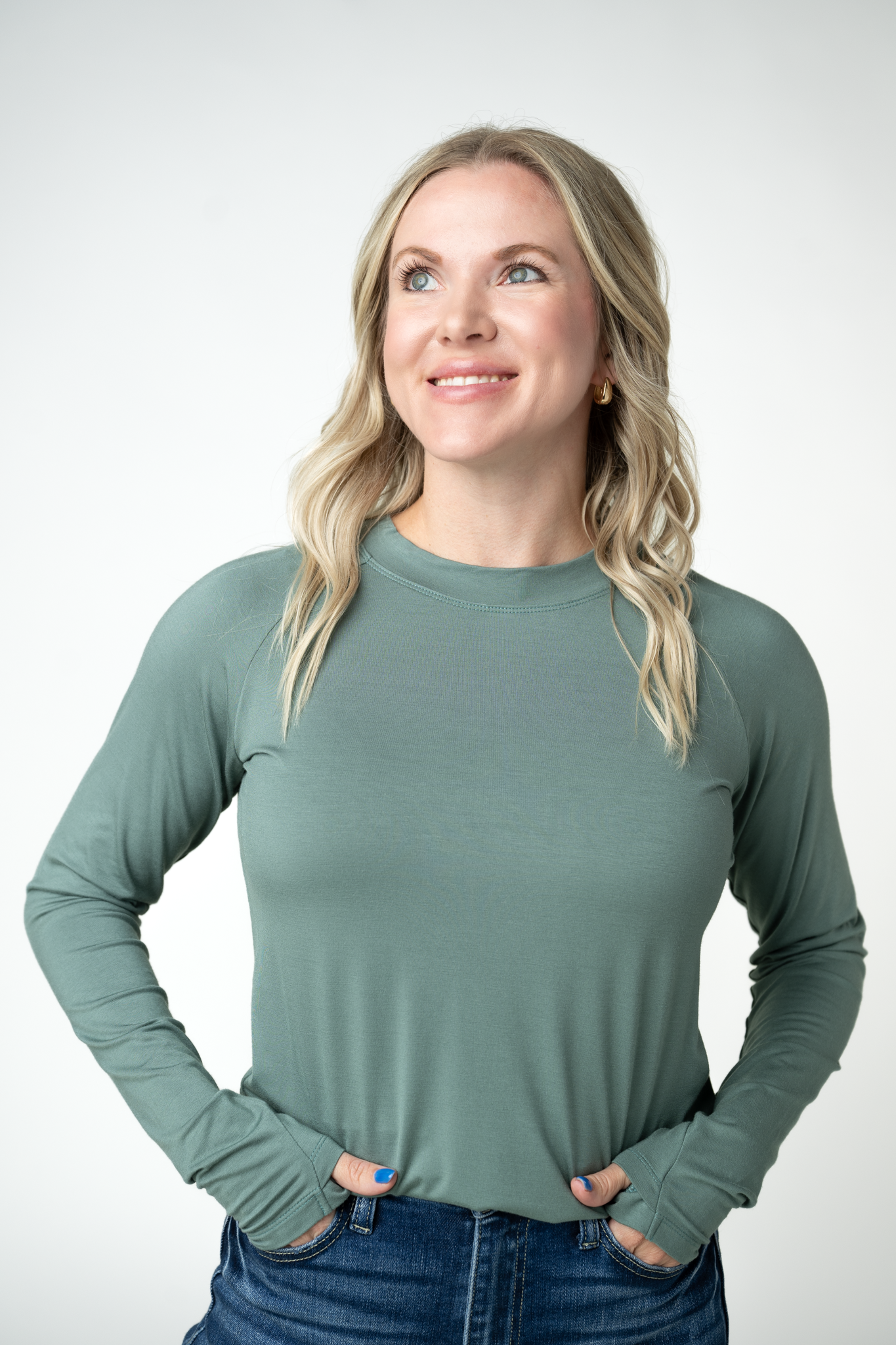 IN STOCK Blair Long Sleeve Top - Dusty Jade-Tops-Dear Me Southern Boutique, located in DeRidder, Louisiana
