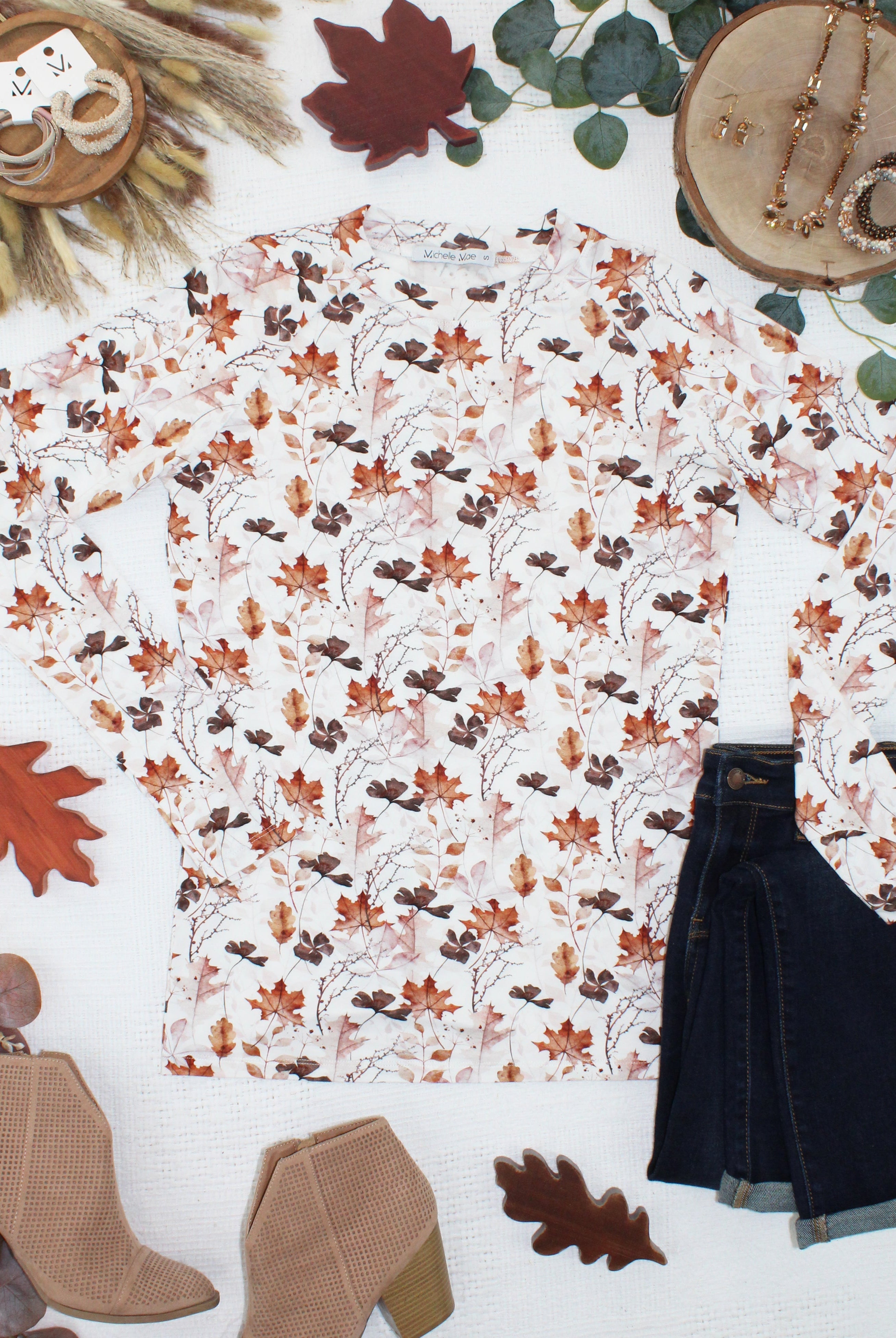 IN STOCK Blair Long Sleeve Top - Fall Foliage-Tops-Dear Me Southern Boutique, located in DeRidder, Louisiana