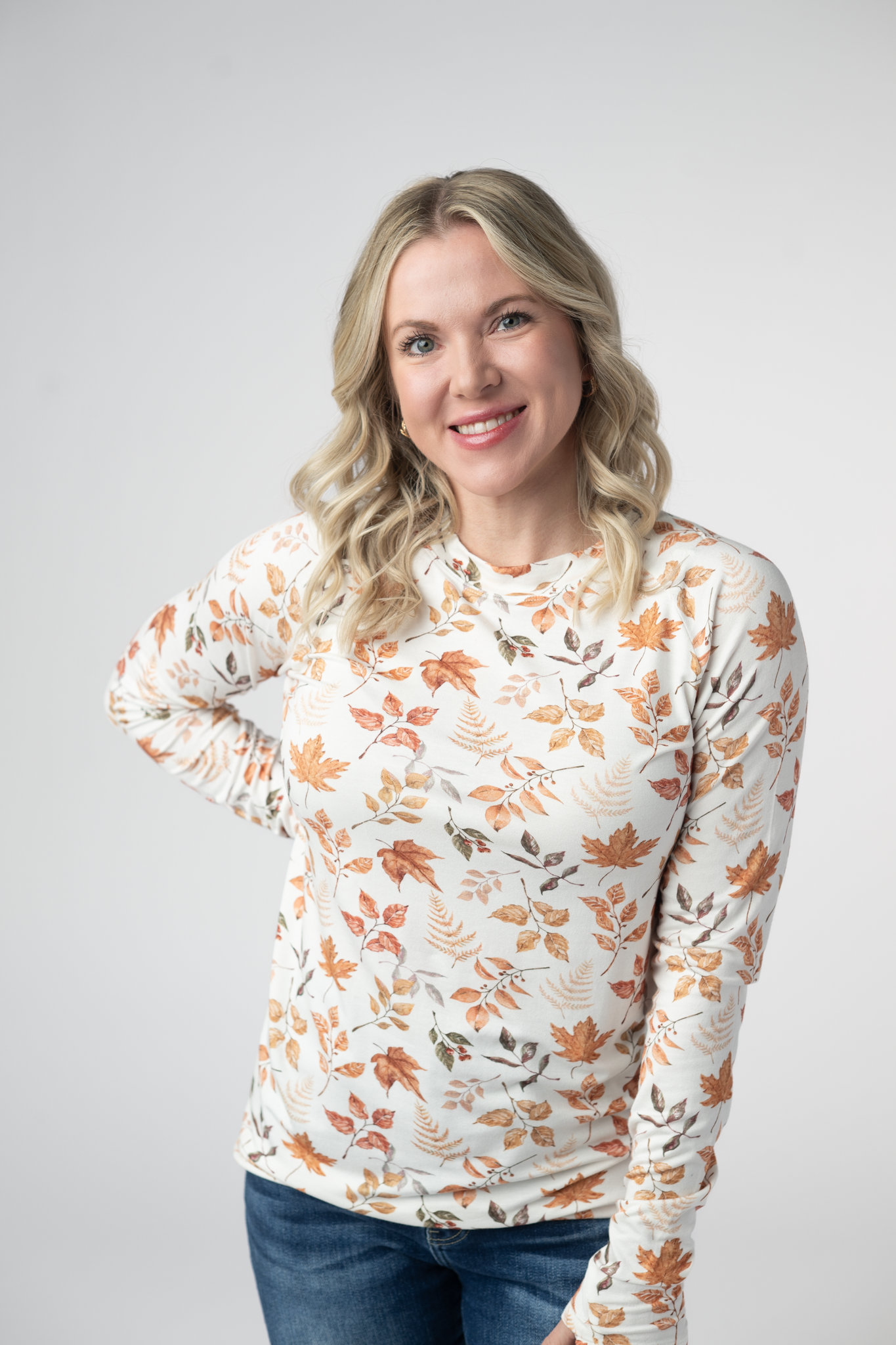 IN STOCK Blair Long Sleeve Top - Harvest Leaves-Tops-Dear Me Southern Boutique, located in DeRidder, Louisiana