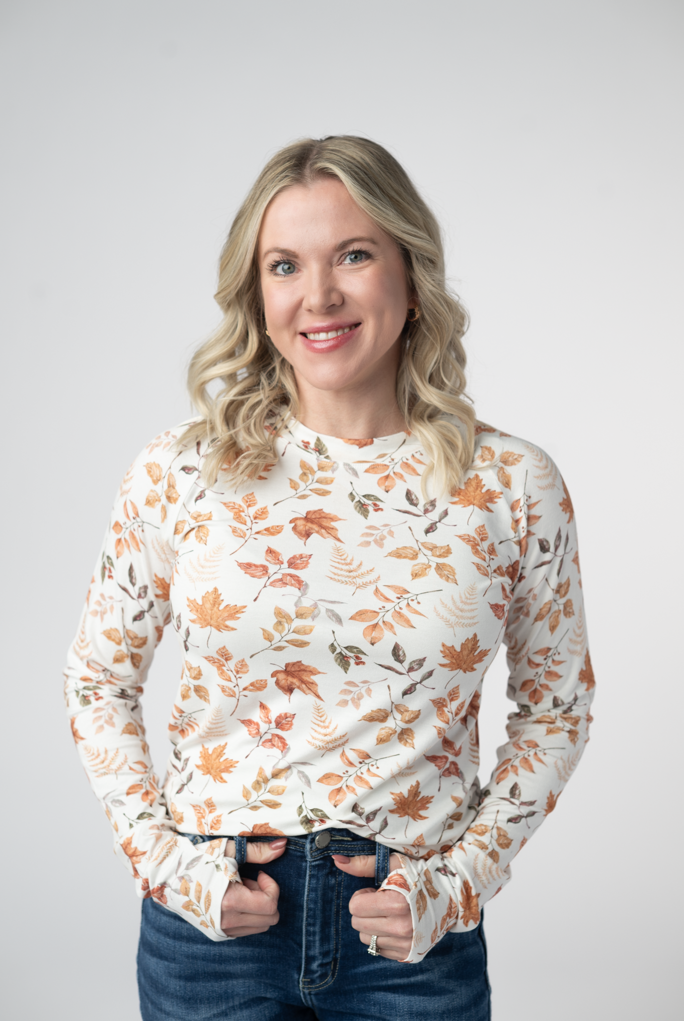 IN STOCK Blair Long Sleeve Top - Harvest Leaves-Tops-Dear Me Southern Boutique, located in DeRidder, Louisiana