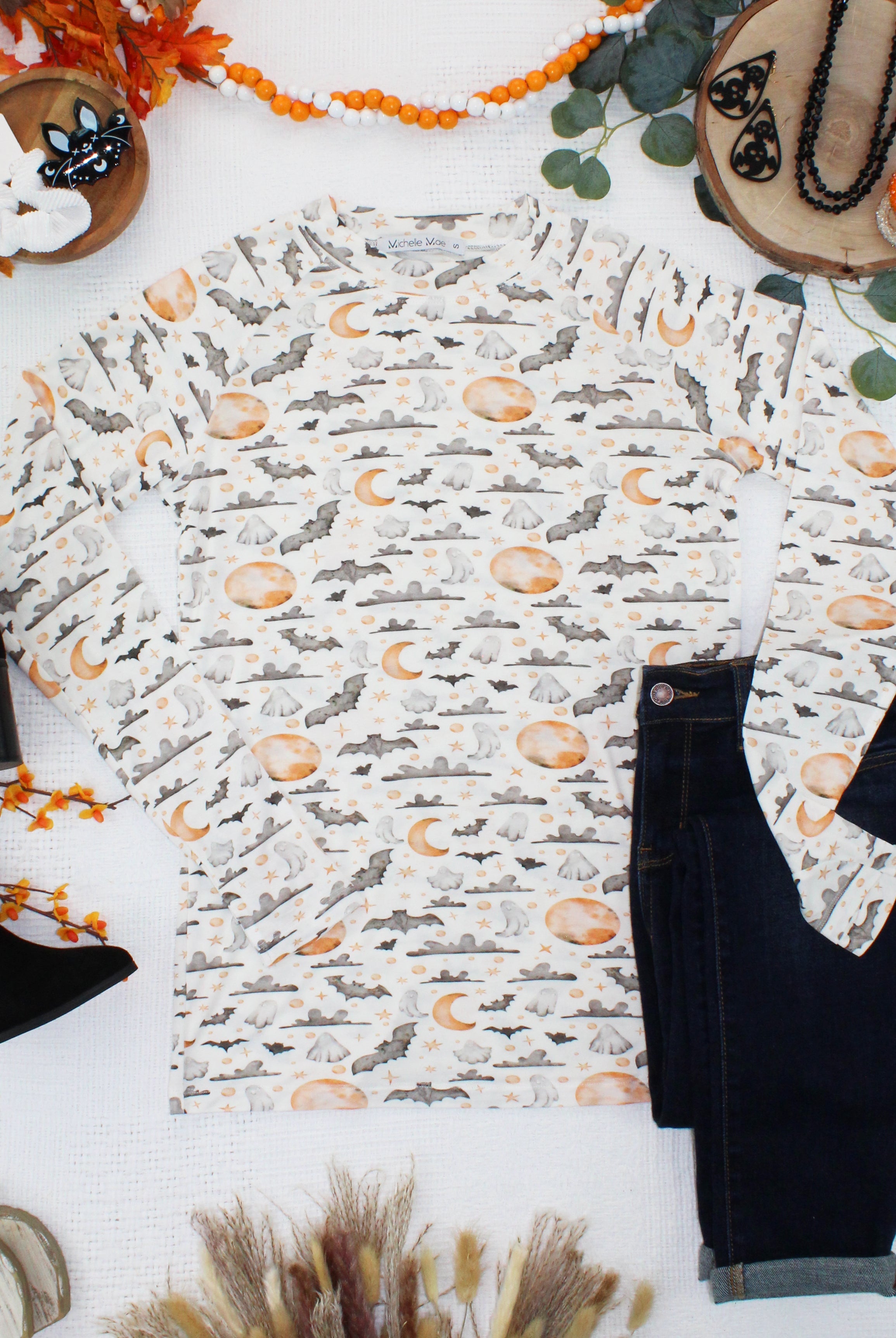 IN STOCK Blair Long Sleeve Top - Haunted Halloween-Tops-Dear Me Southern Boutique, located in DeRidder, Louisiana