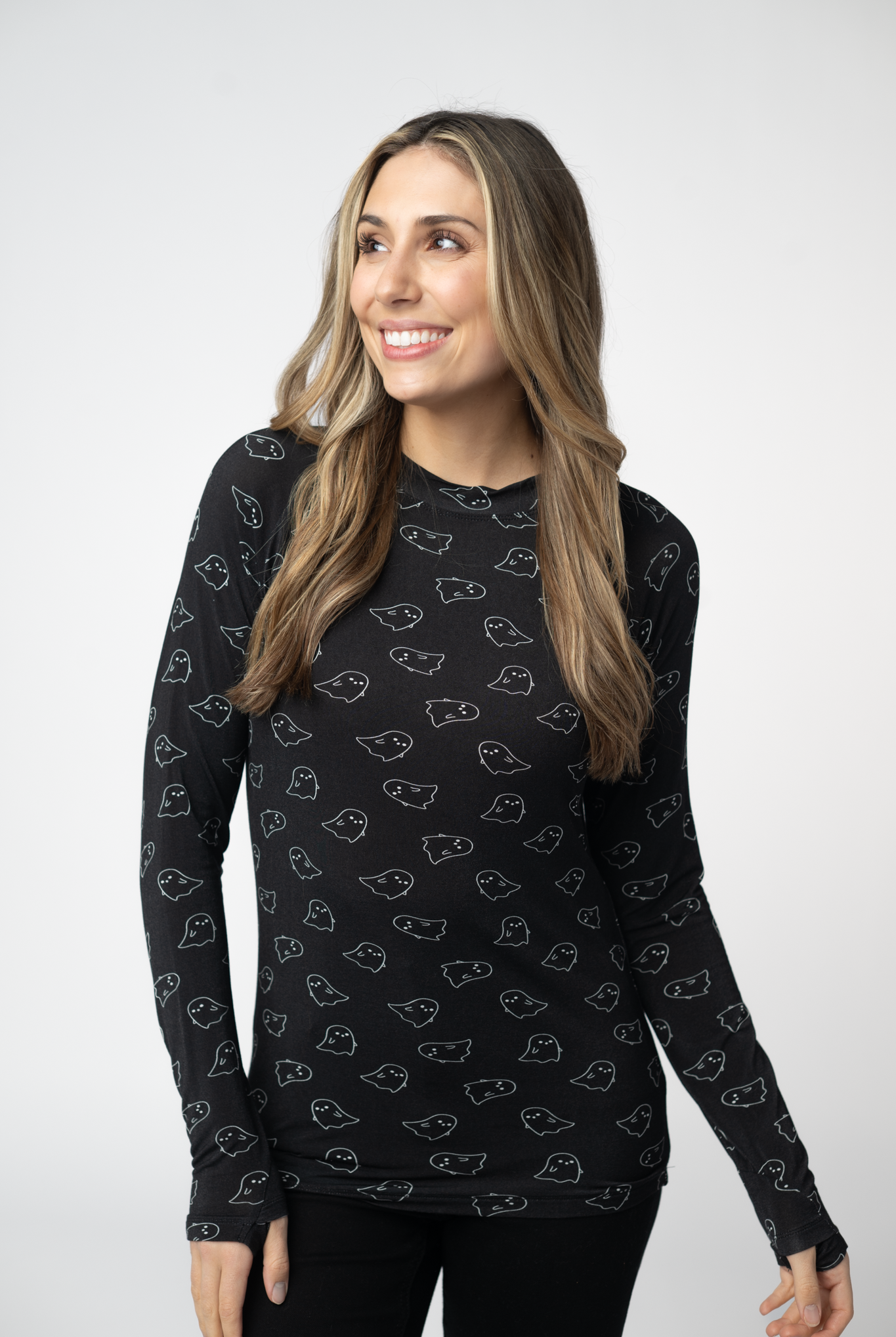 IN STOCK Blair Long Sleeve Top - Midnight Ghosts-Tops-Dear Me Southern Boutique, located in DeRidder, Louisiana