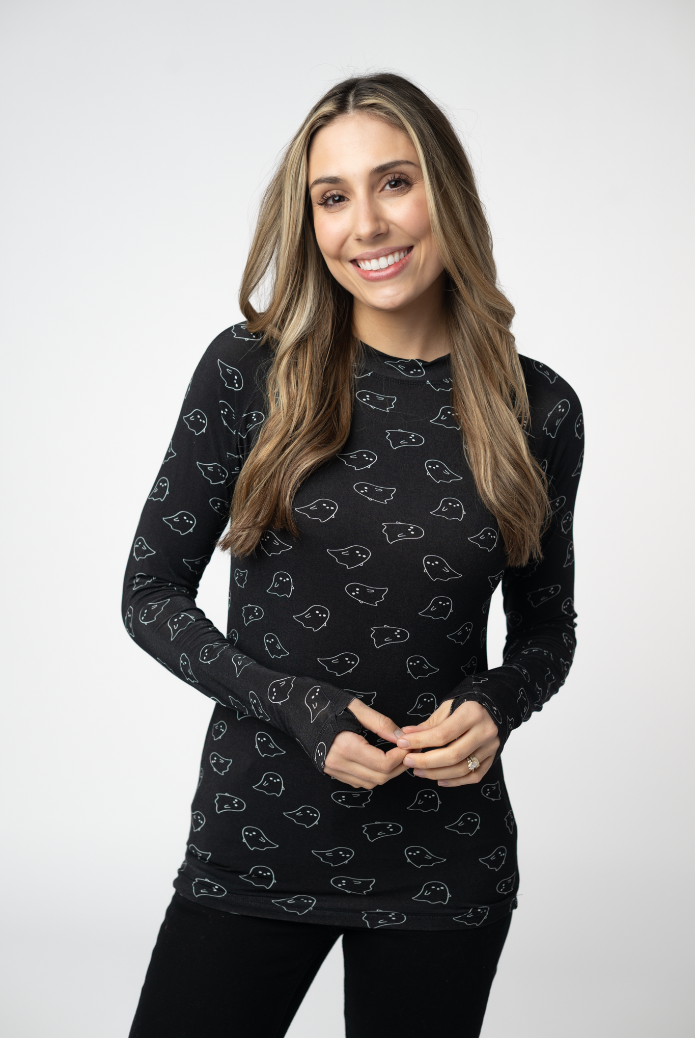 IN STOCK Blair Long Sleeve Top - Midnight Ghosts-Tops-Dear Me Southern Boutique, located in DeRidder, Louisiana