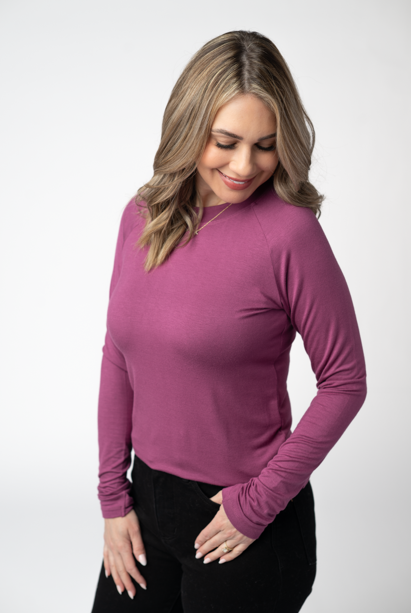 IN STOCK Blair Long Sleeve Top - Mulberry-Tops-Dear Me Southern Boutique, located in DeRidder, Louisiana