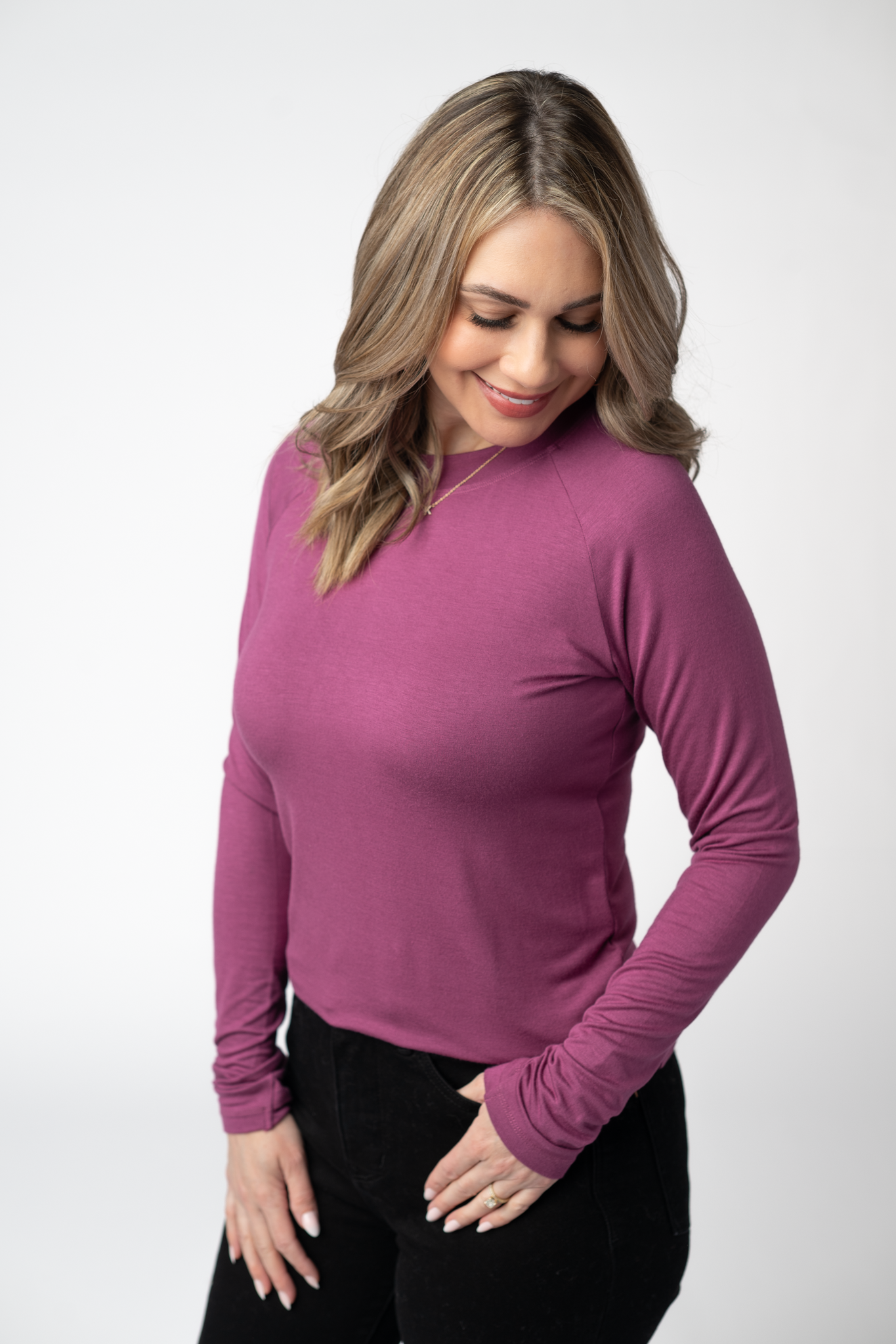 IN STOCK Blair Long Sleeve Top - Mulberry-Tops-Dear Me Southern Boutique, located in DeRidder, Louisiana