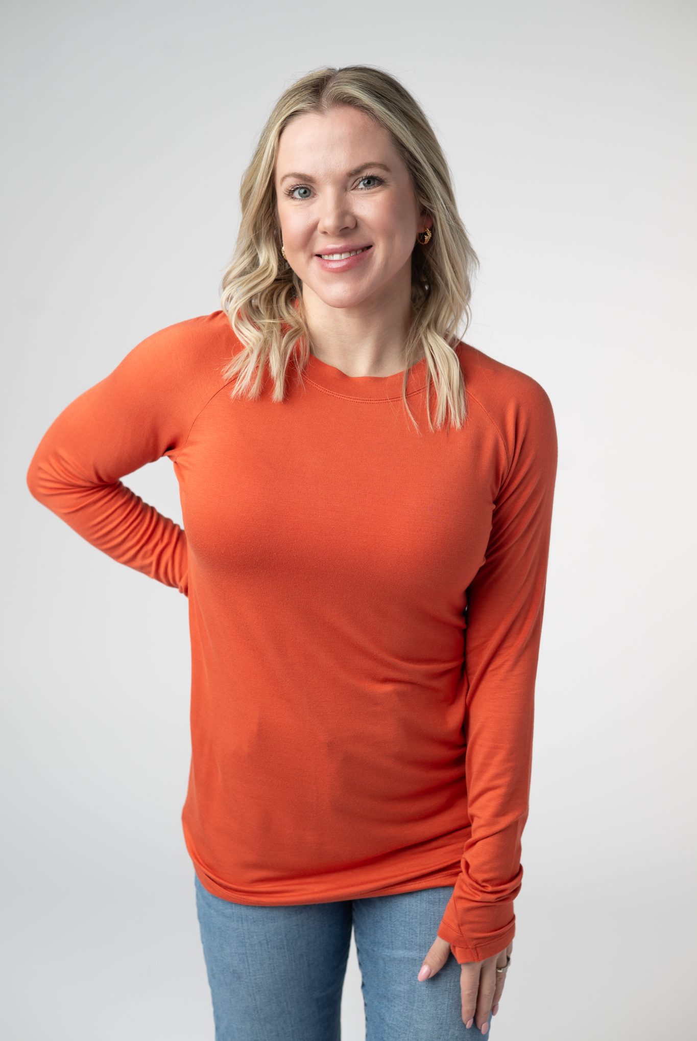 IN STOCK Blair Long Sleeve Top - Pumpkin-Tops-Dear Me Southern Boutique, located in DeRidder, Louisiana