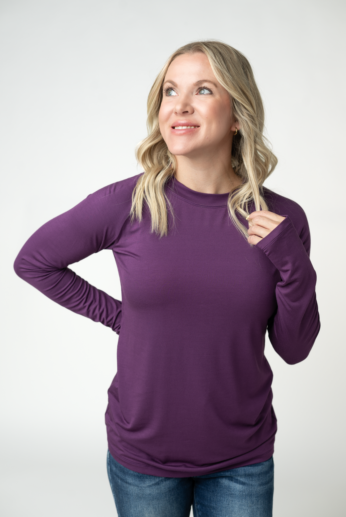 IN STOCK Blair Long Sleeve Top - Purple-Tops-Dear Me Southern Boutique, located in DeRidder, Louisiana
