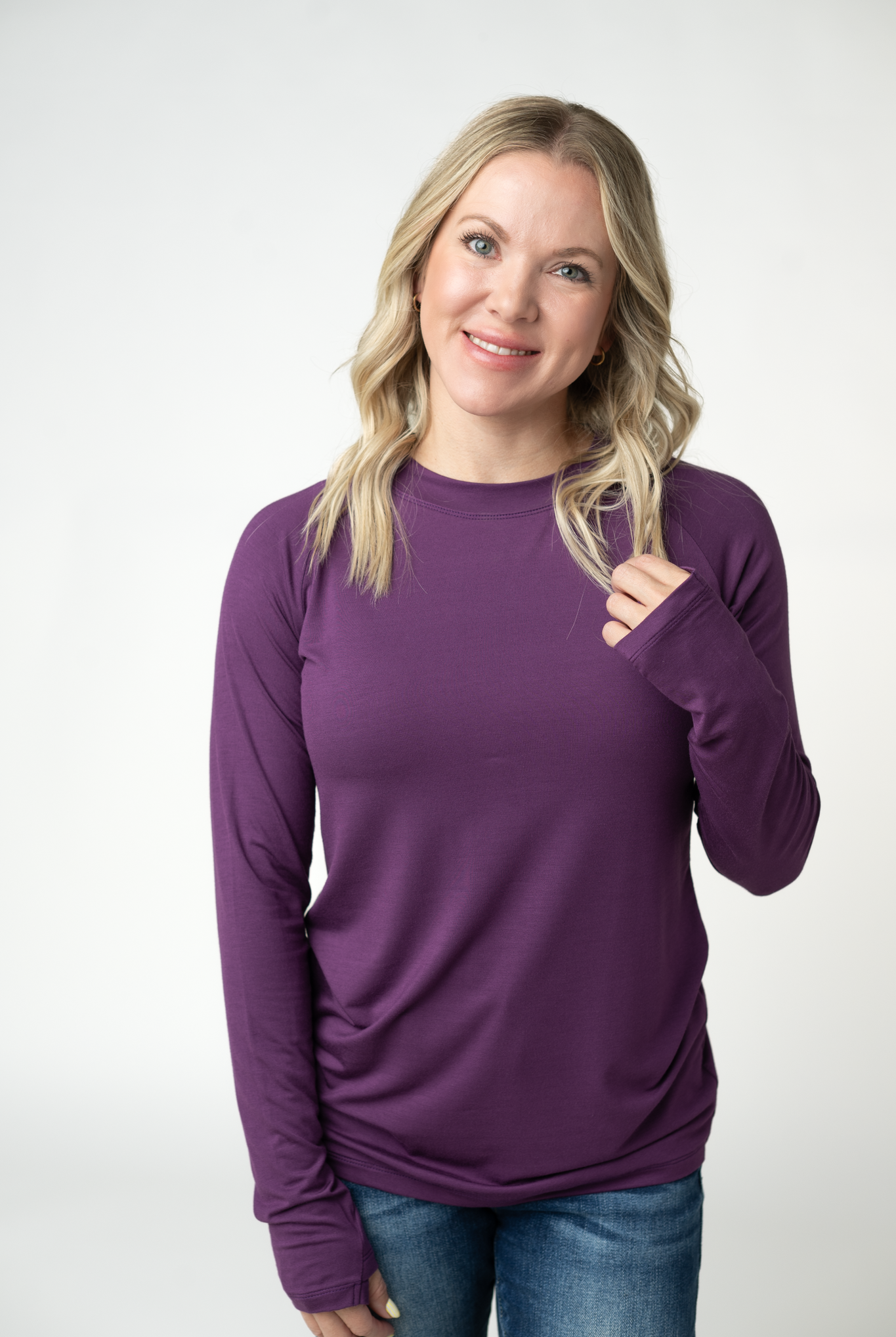 IN STOCK Blair Long Sleeve Top - Purple-Tops-Dear Me Southern Boutique, located in DeRidder, Louisiana