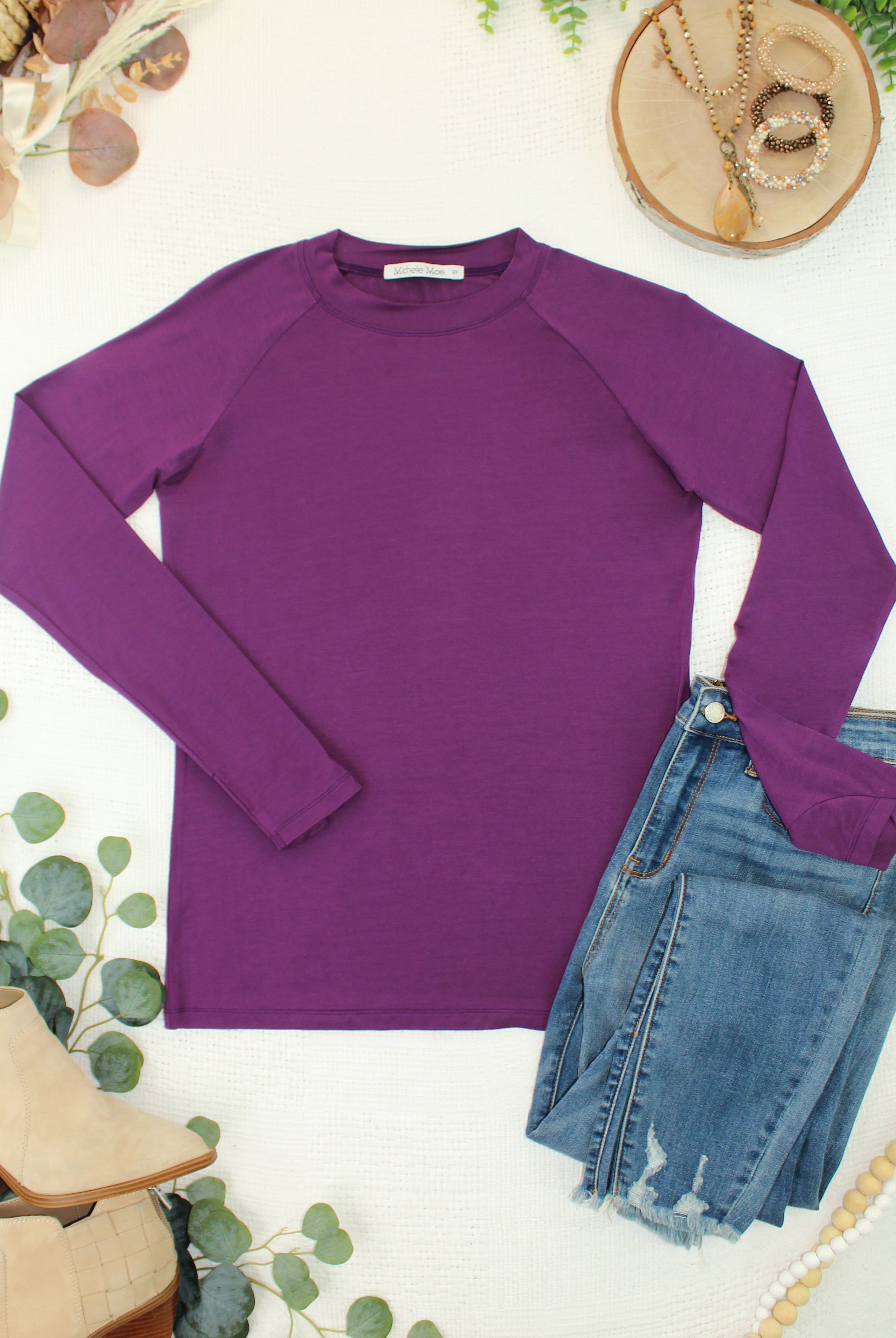IN STOCK Blair Long Sleeve Top - Purple-Tops-Dear Me Southern Boutique, located in DeRidder, Louisiana