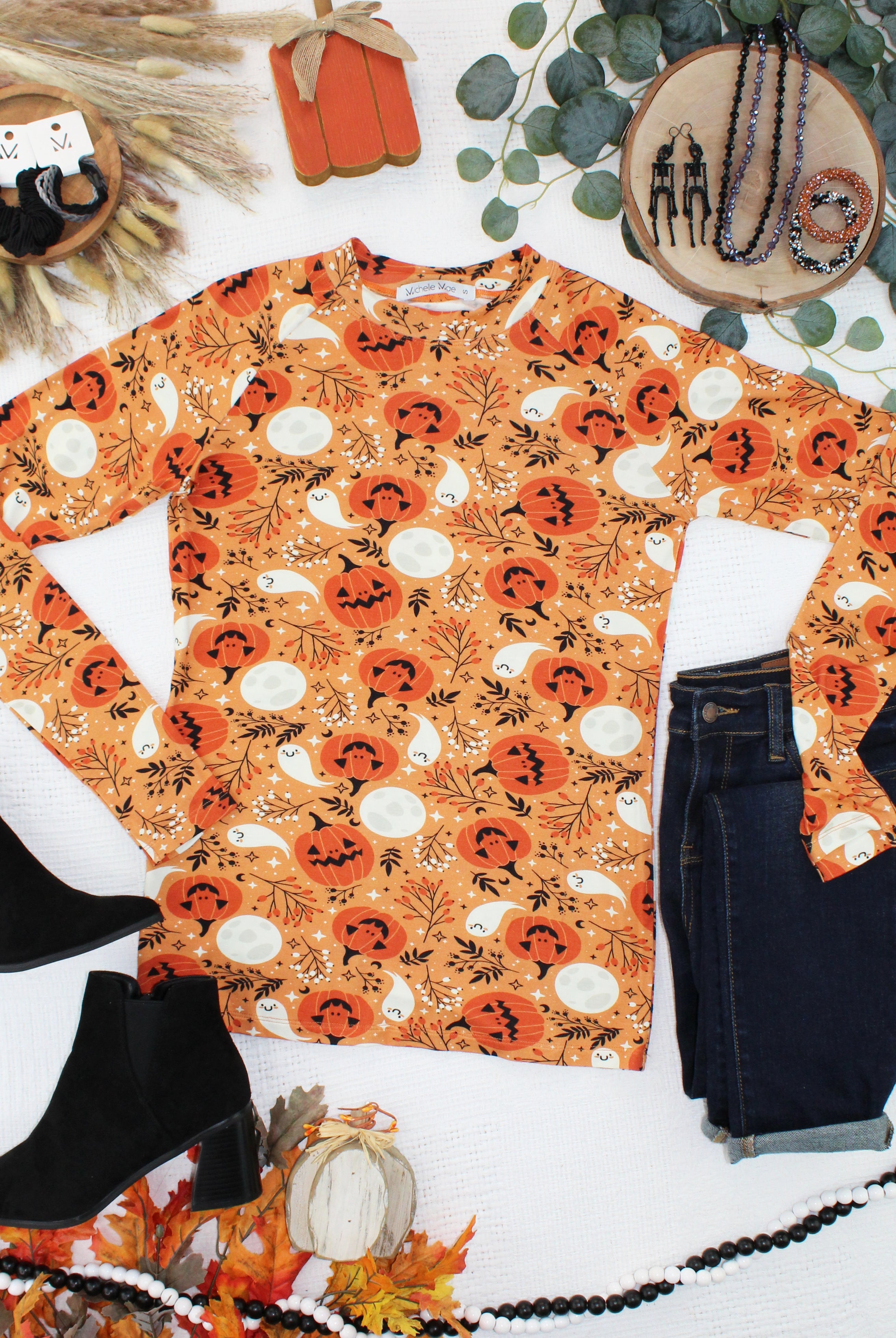 IN STOCK Blair Long Sleeve Top - Spooky Autumn-Tops-Dear Me Southern Boutique, located in DeRidder, Louisiana
