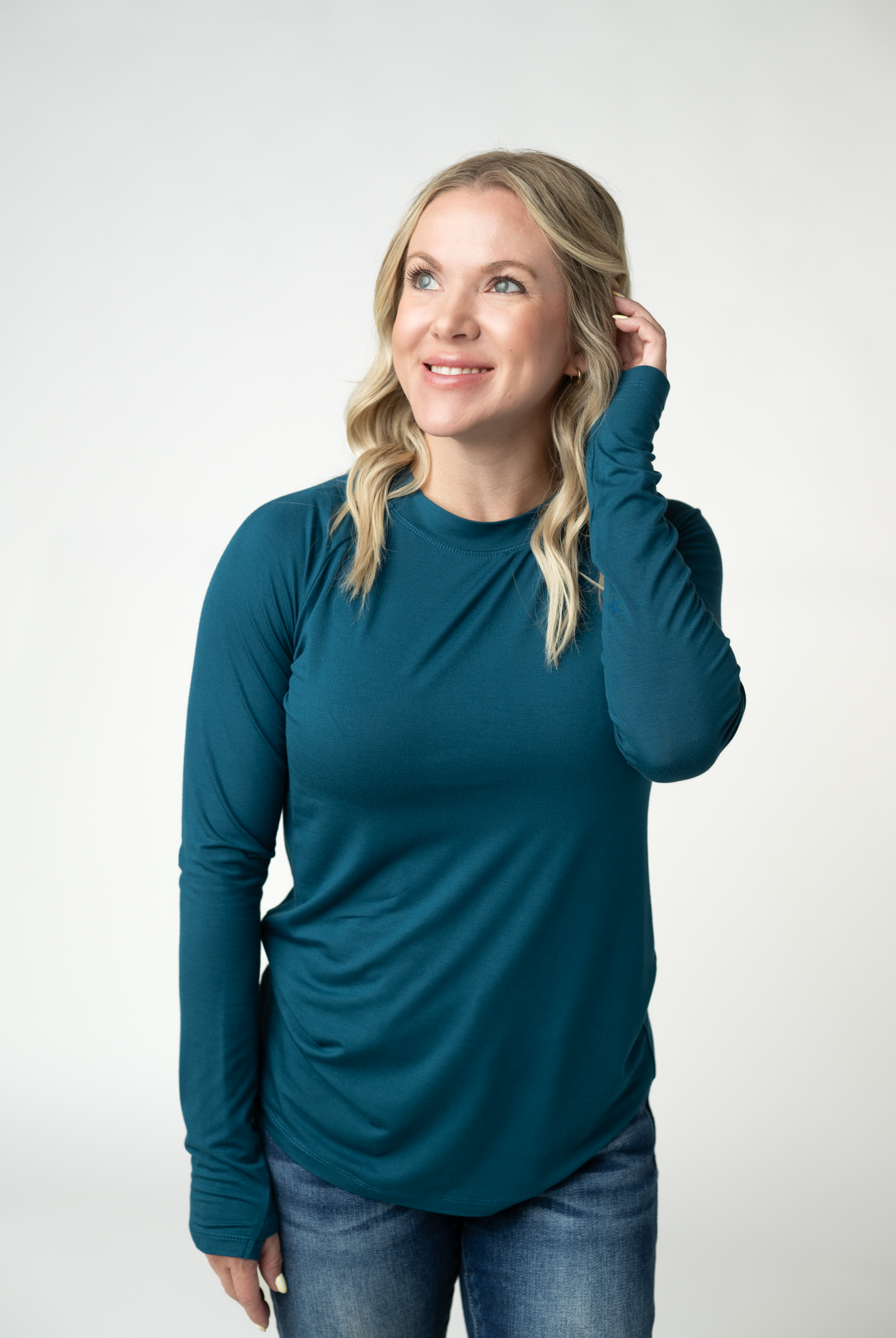 IN STOCK Blair Long Sleeve Top - Teal-Tops-Dear Me Southern Boutique, located in DeRidder, Louisiana