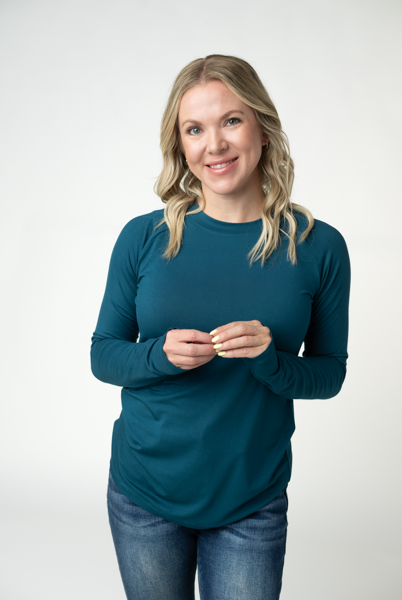 IN STOCK Blair Long Sleeve Top - Teal-Tops-Dear Me Southern Boutique, located in DeRidder, Louisiana