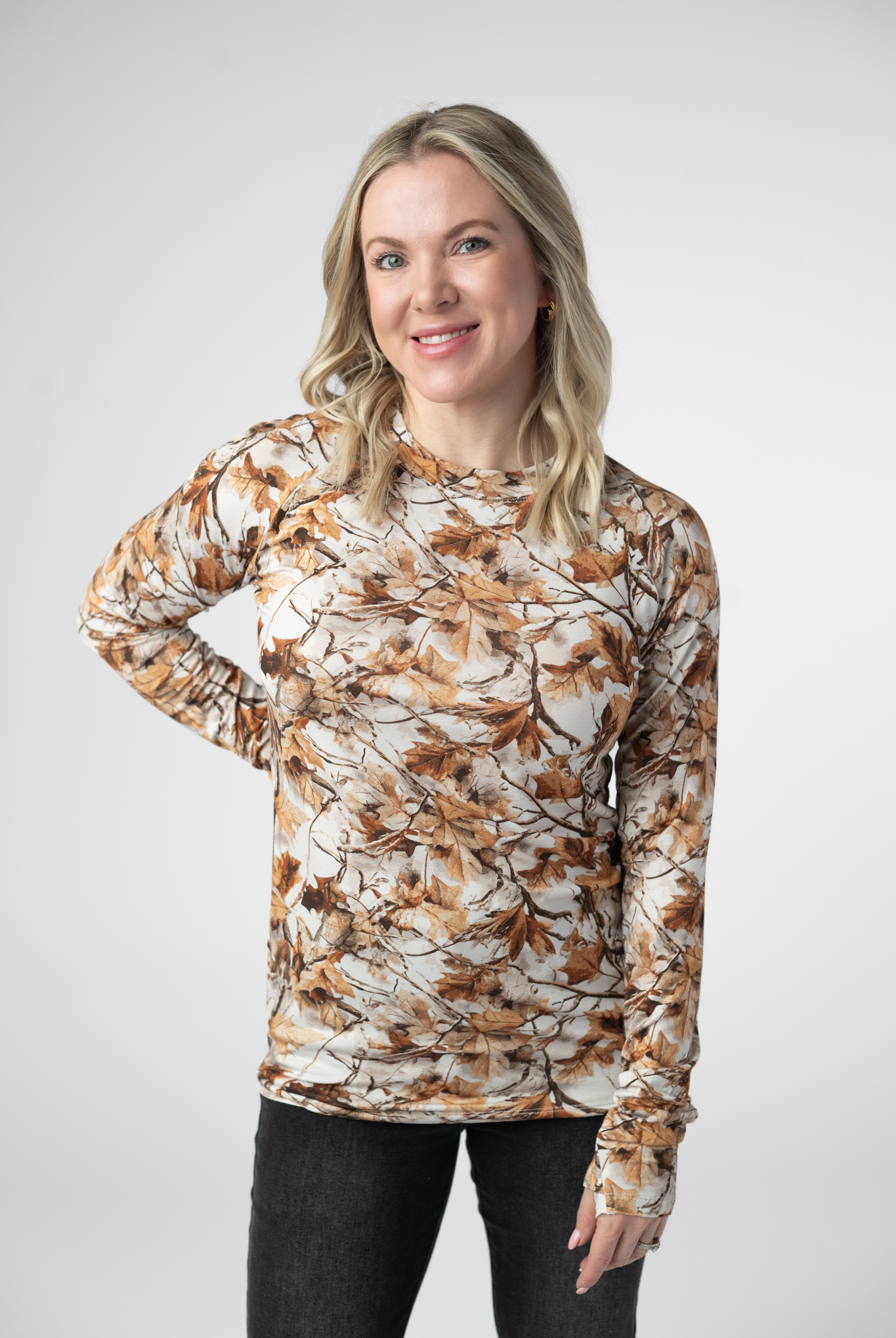 IN STOCK Blair Long Sleeve Top - Woodsy Camo-Tops-Dear Me Southern Boutique, located in DeRidder, Louisiana