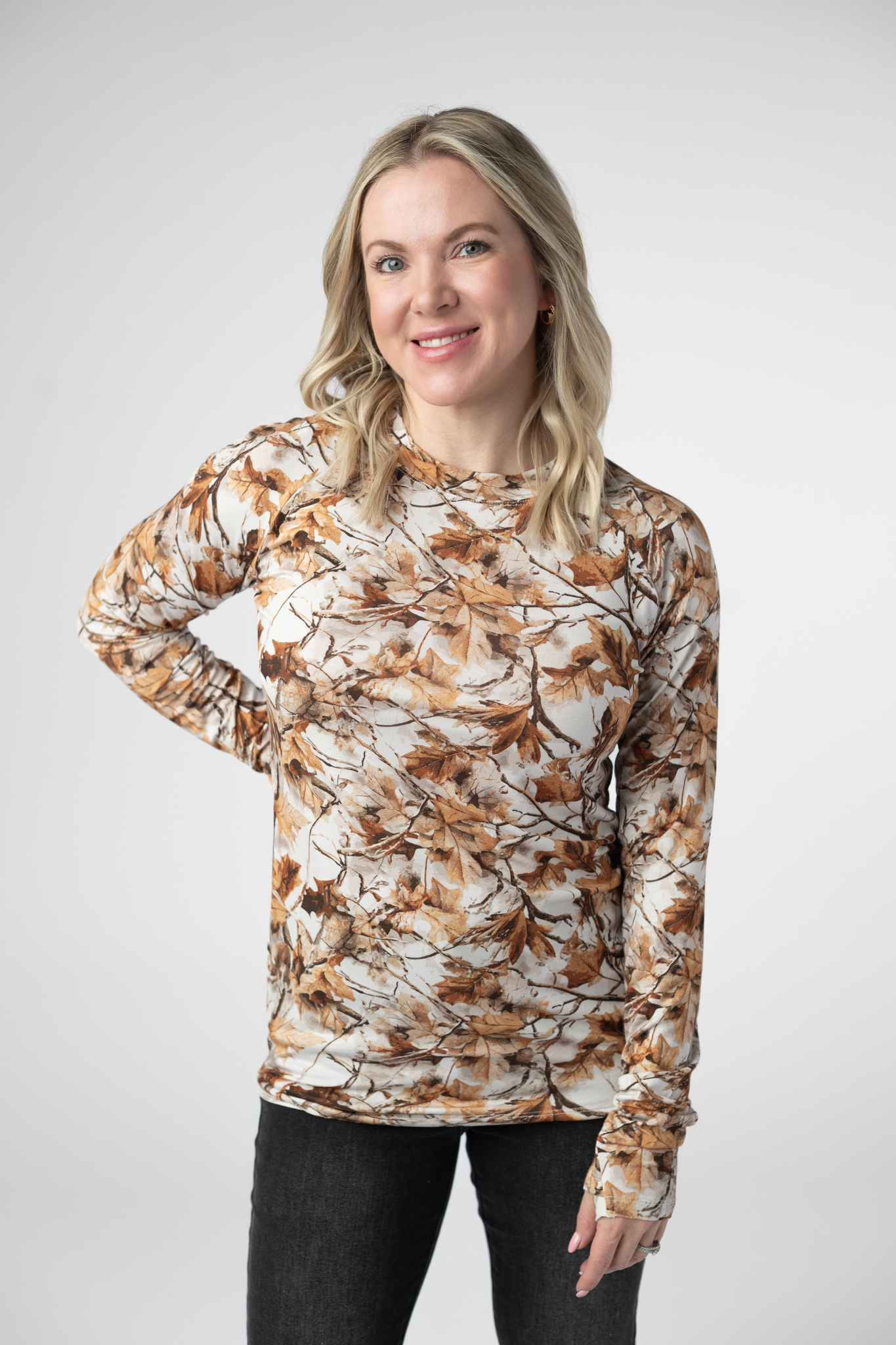 IN STOCK Blair Long Sleeve Top - Woodsy Camo-Tops-Dear Me Southern Boutique, located in DeRidder, Louisiana