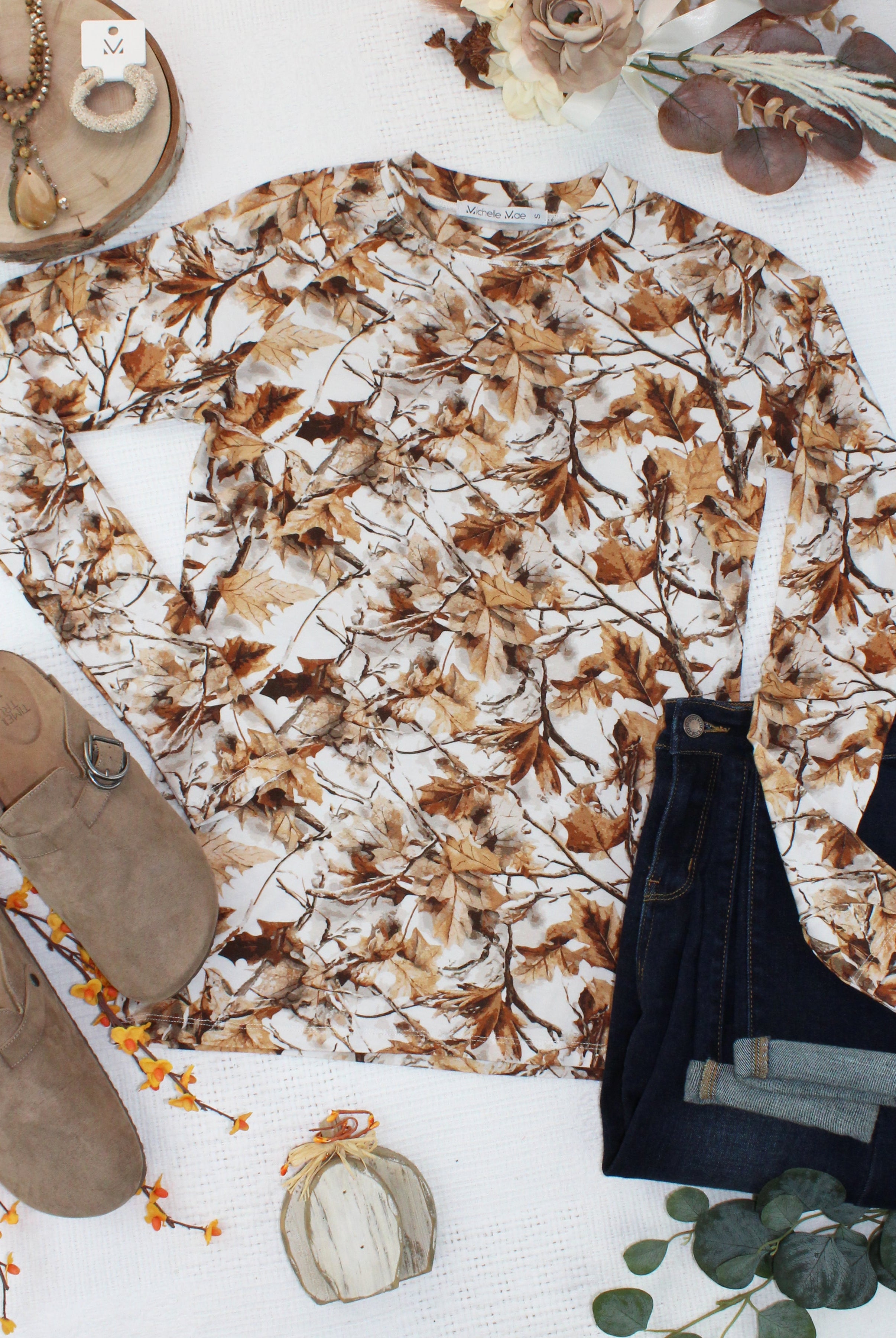IN STOCK Blair Long Sleeve Top - Woodsy Camo-Tops-Dear Me Southern Boutique, located in DeRidder, Louisiana
