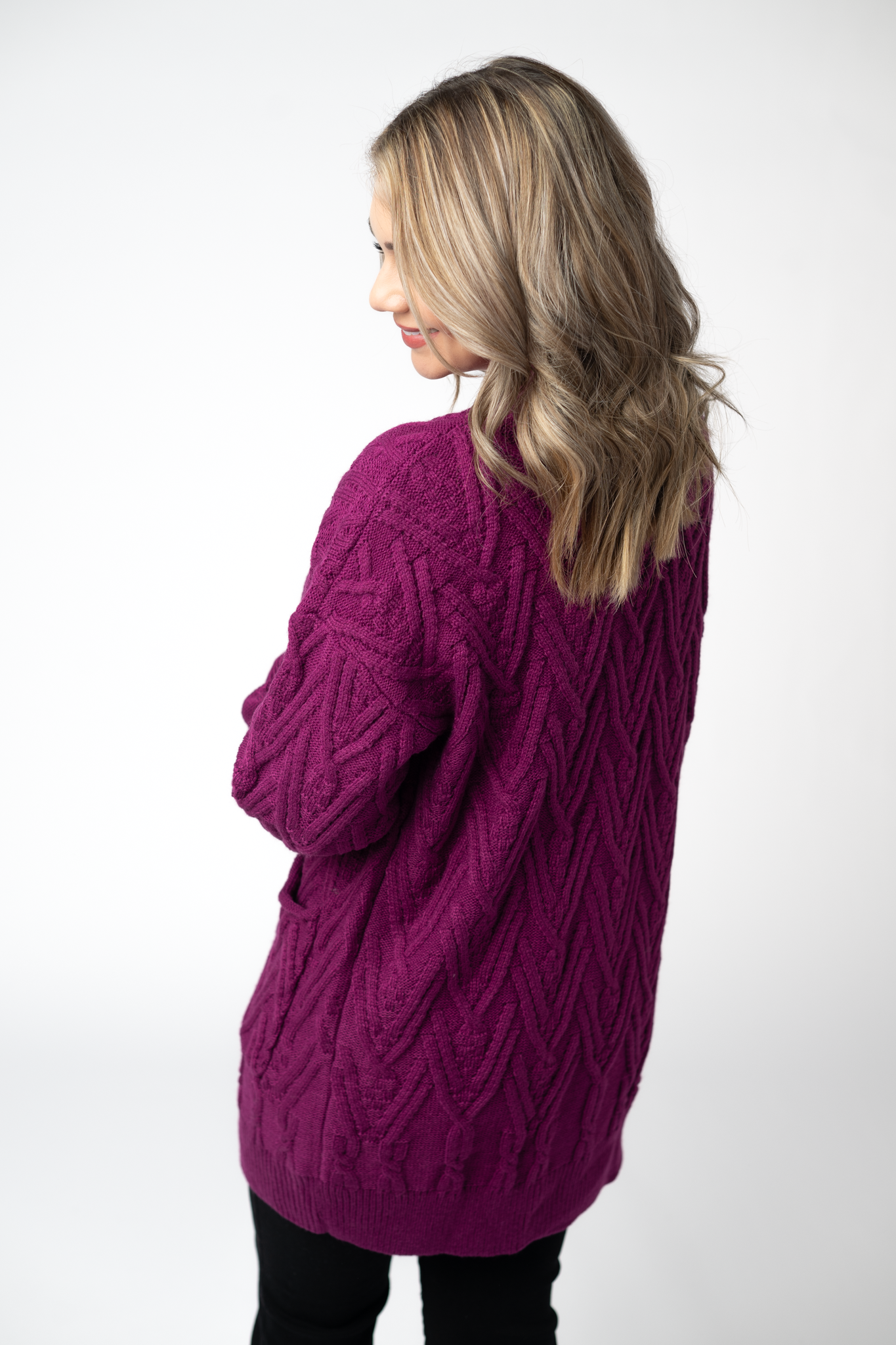 IN STOCK Brooks Button Sweater Cardigan - Magenta-Cardigan-Dear Me Southern Boutique, located in DeRidder, Louisiana