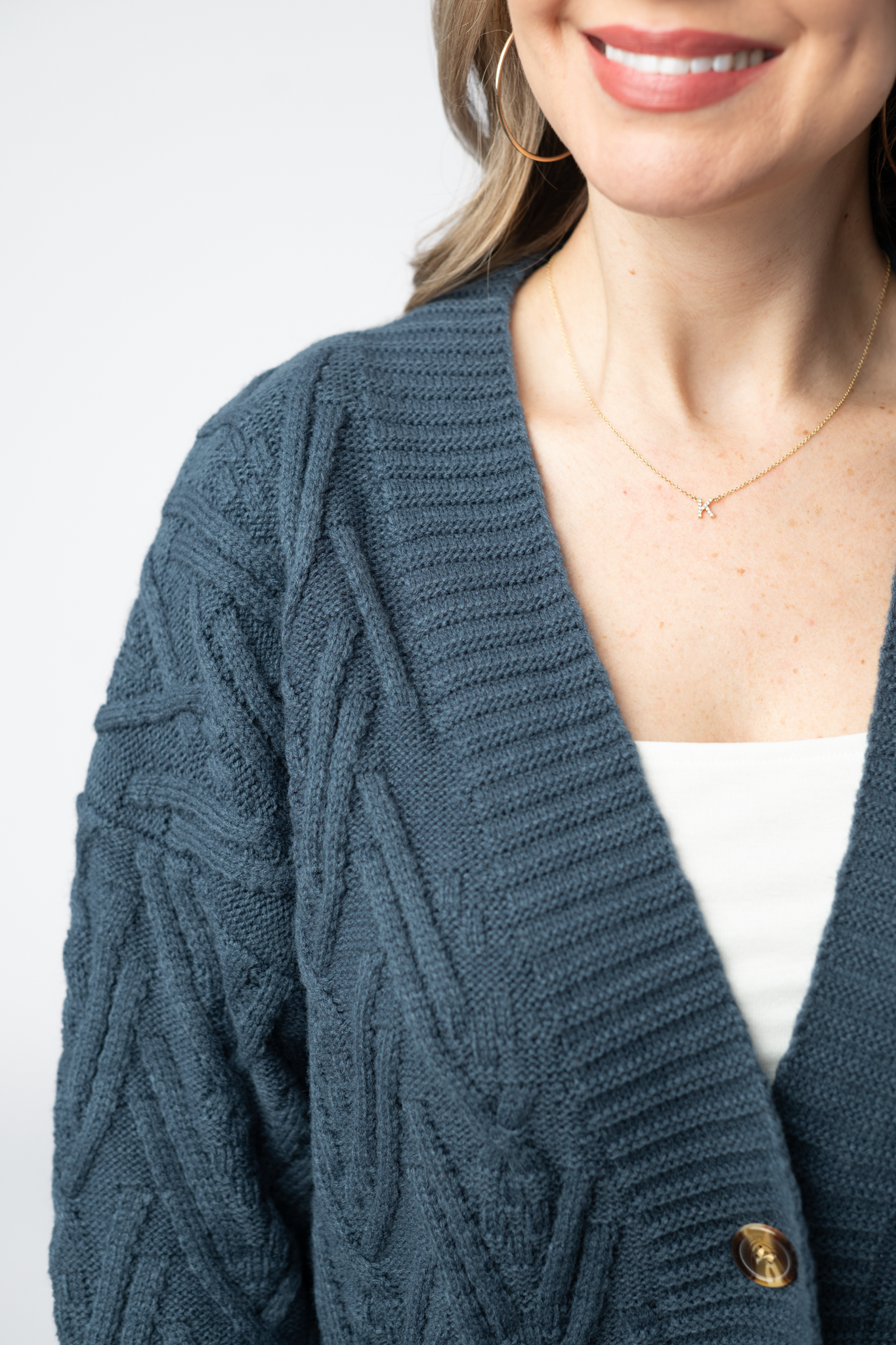 IN STOCK Brooks Button Sweater Cardigan - Navy-Cardigan-Dear Me Southern Boutique, located in DeRidder, Louisiana