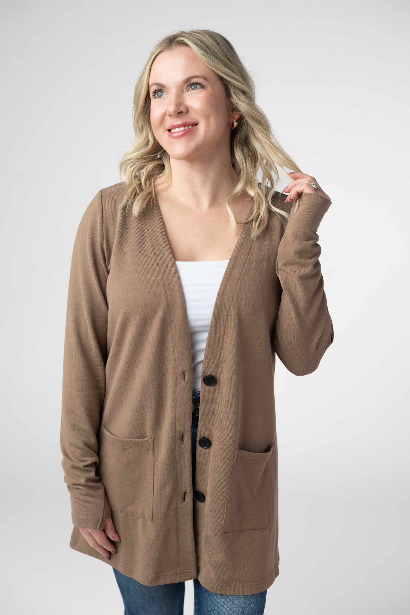 IN STOCK Cori Cardigan - Mocha-Cardigan-Dear Me Southern Boutique, located in DeRidder, Louisiana