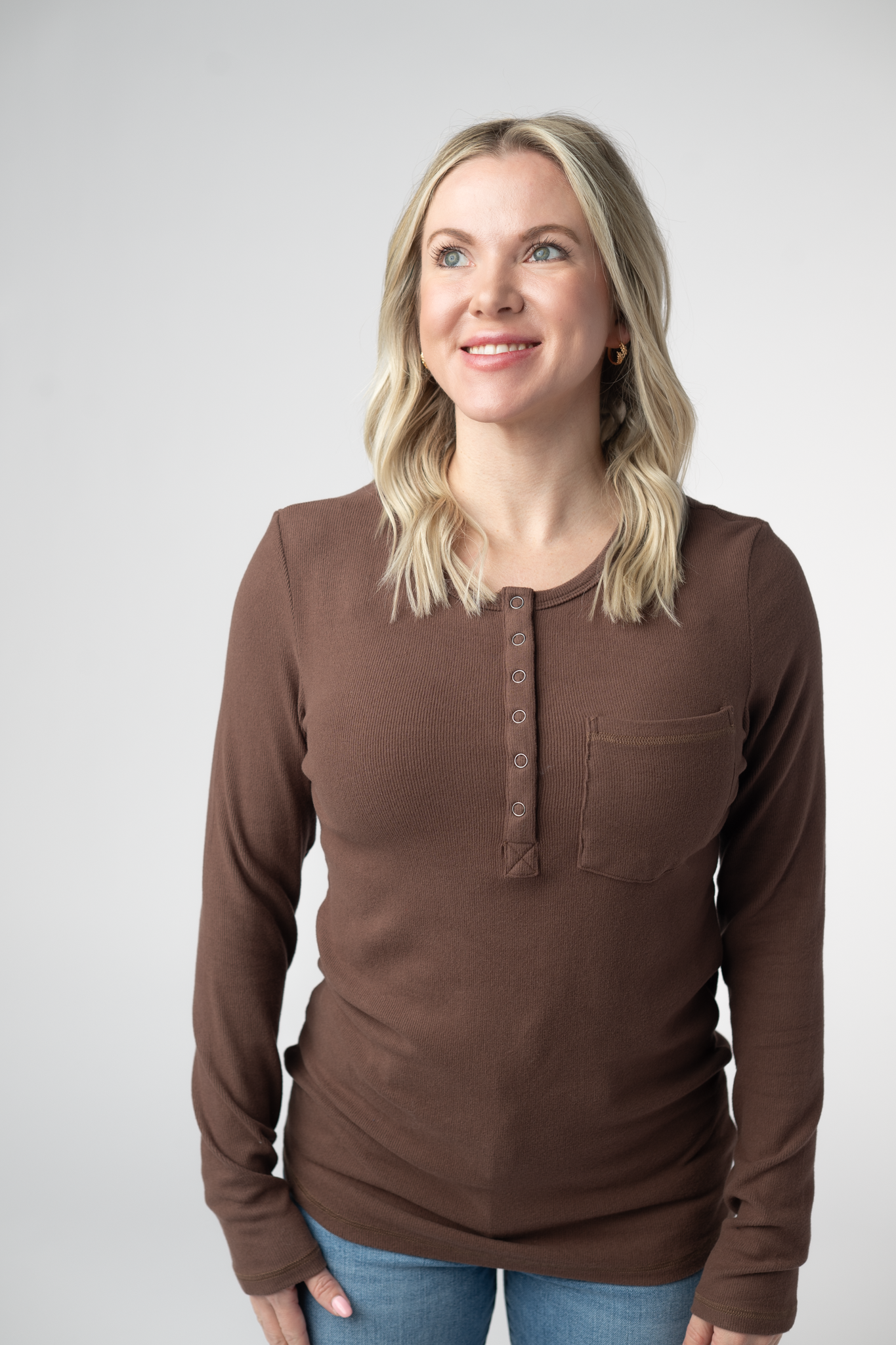 IN STOCK Georgia Long Sleeve Top - Brown-Tops-Dear Me Southern Boutique, located in DeRidder, Louisiana