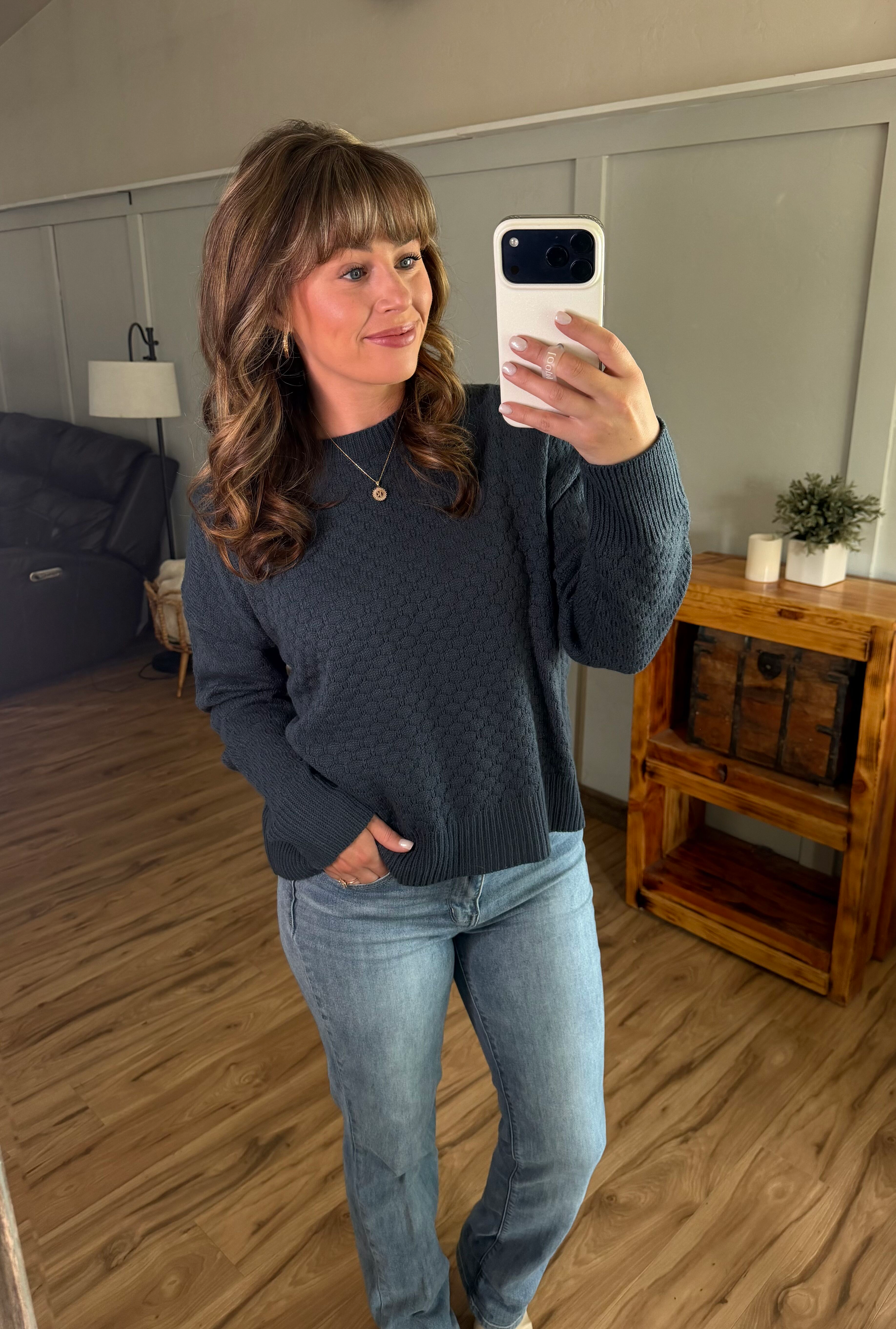 IN STOCK Gianna Pullover Sweater - Teal-sweater-Dear Me Southern Boutique, located in DeRidder, Louisiana
