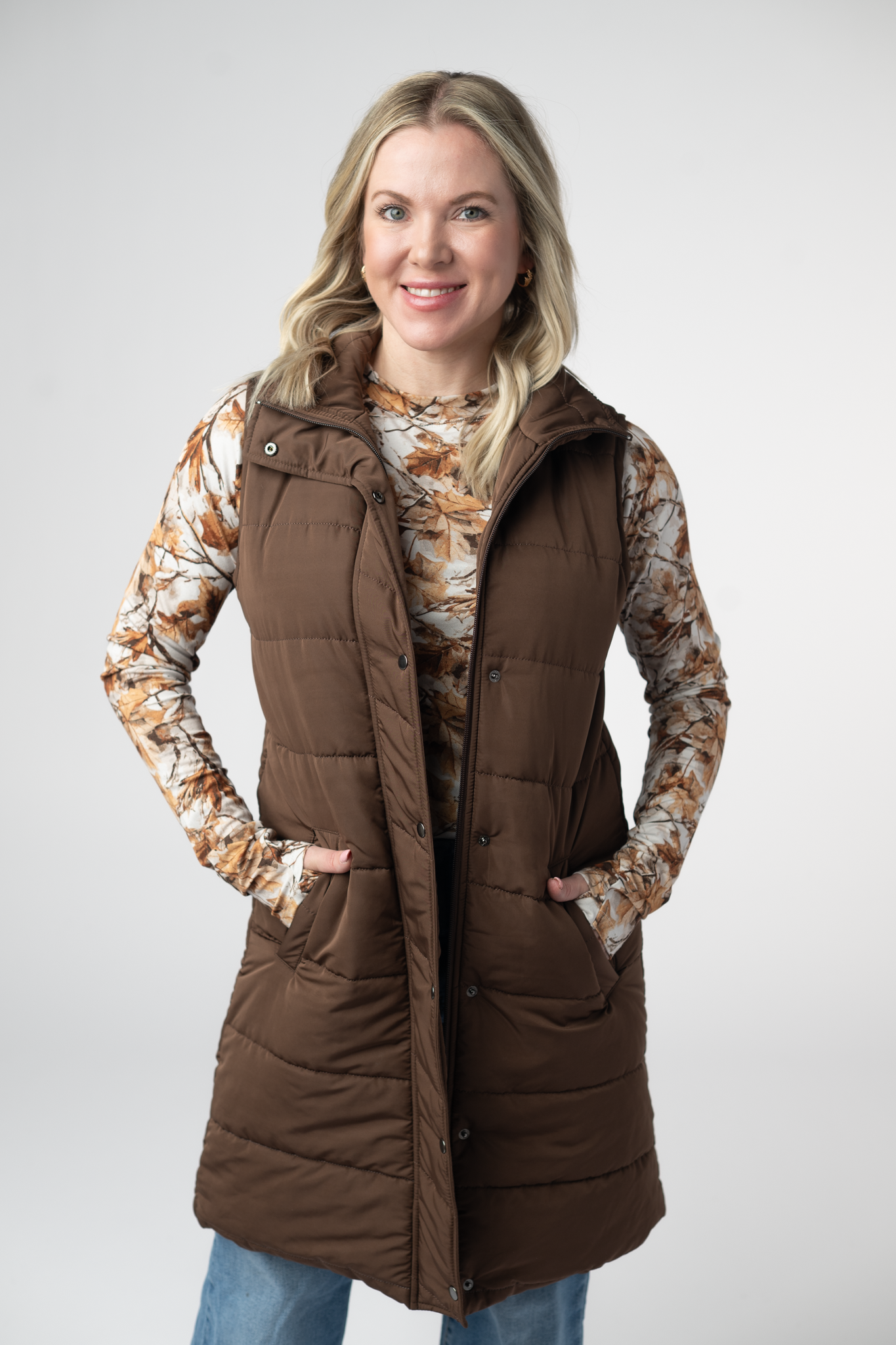 IN STOCK Harlow Long Vest - Brown-clothing-Dear Me Southern Boutique, located in DeRidder, Louisiana