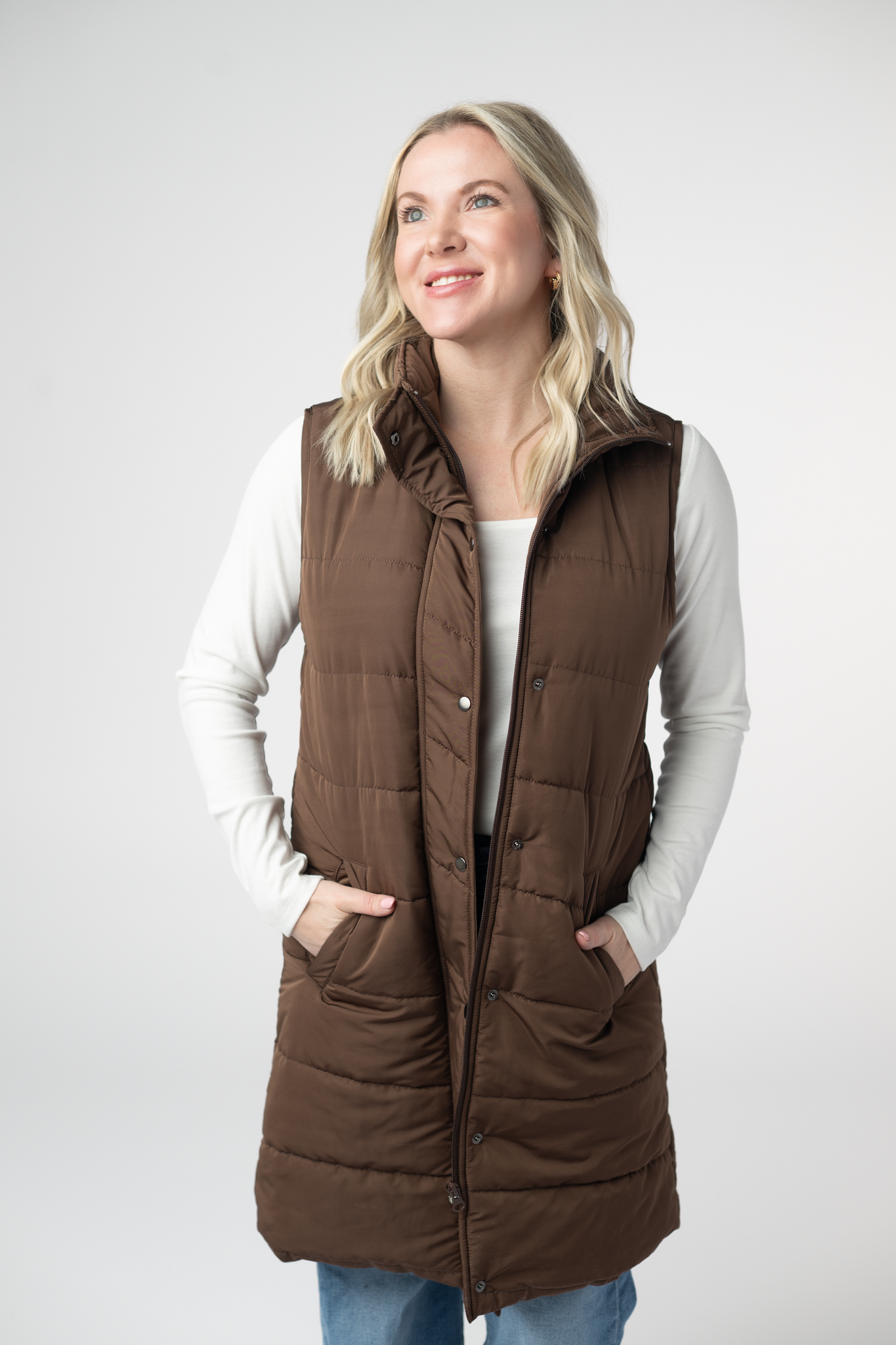 IN STOCK Harlow Long Vest - Brown-clothing-Dear Me Southern Boutique, located in DeRidder, Louisiana