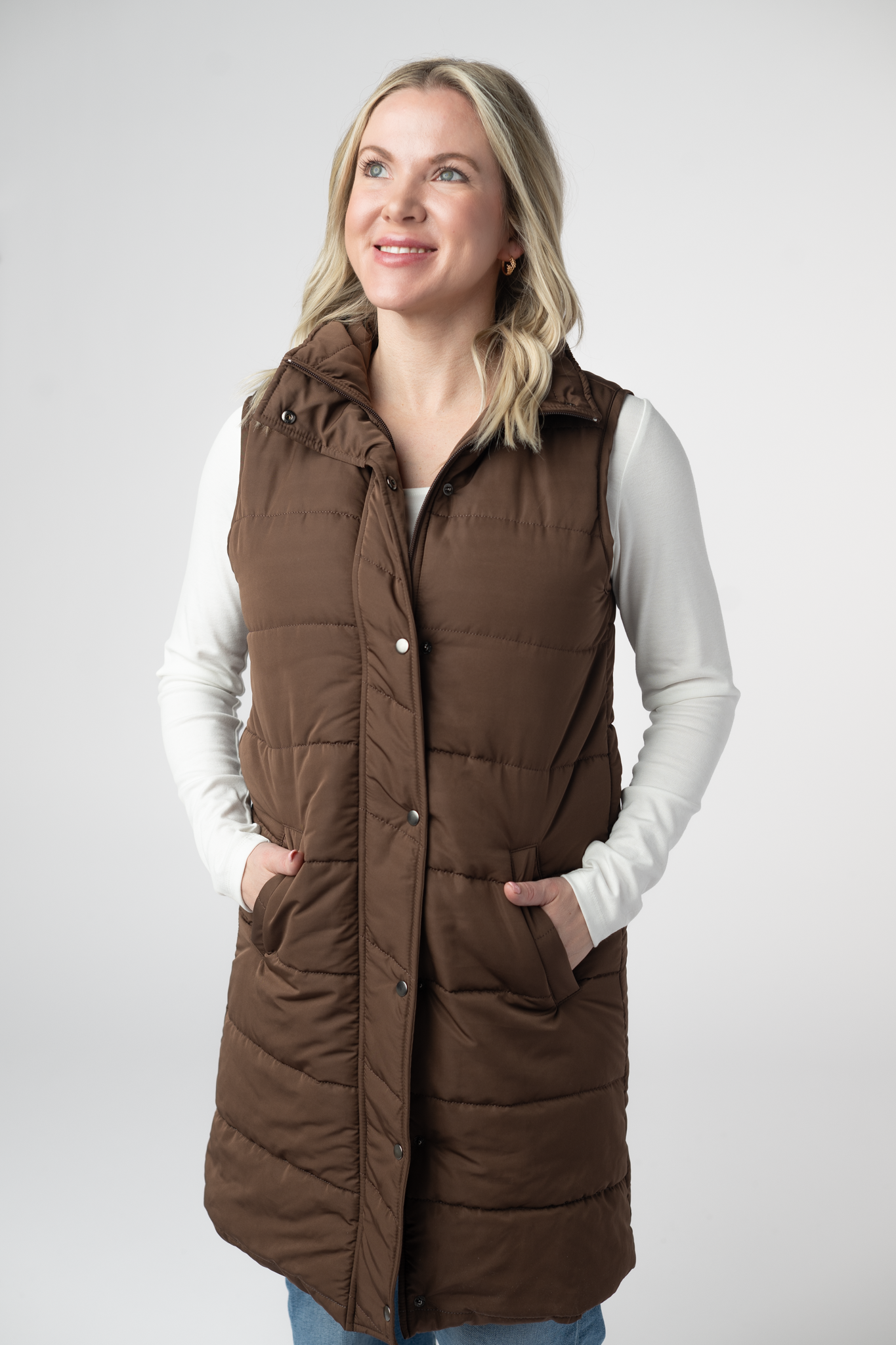 IN STOCK Harlow Long Vest - Brown-clothing-Dear Me Southern Boutique, located in DeRidder, Louisiana
