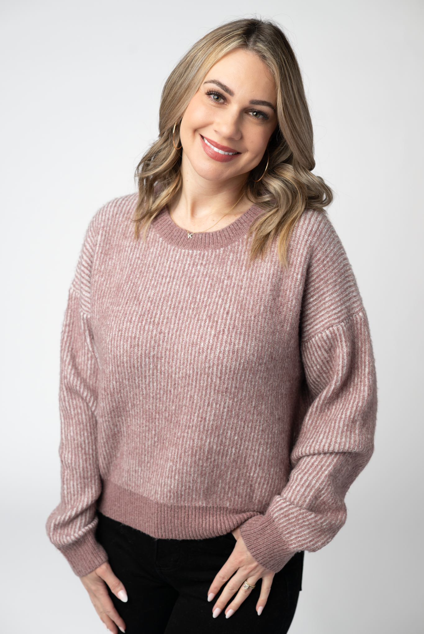 IN STOCK Josie Cozy Crew Sweater - Dusty Rose-sweater-Dear Me Southern Boutique, located in DeRidder, Louisiana