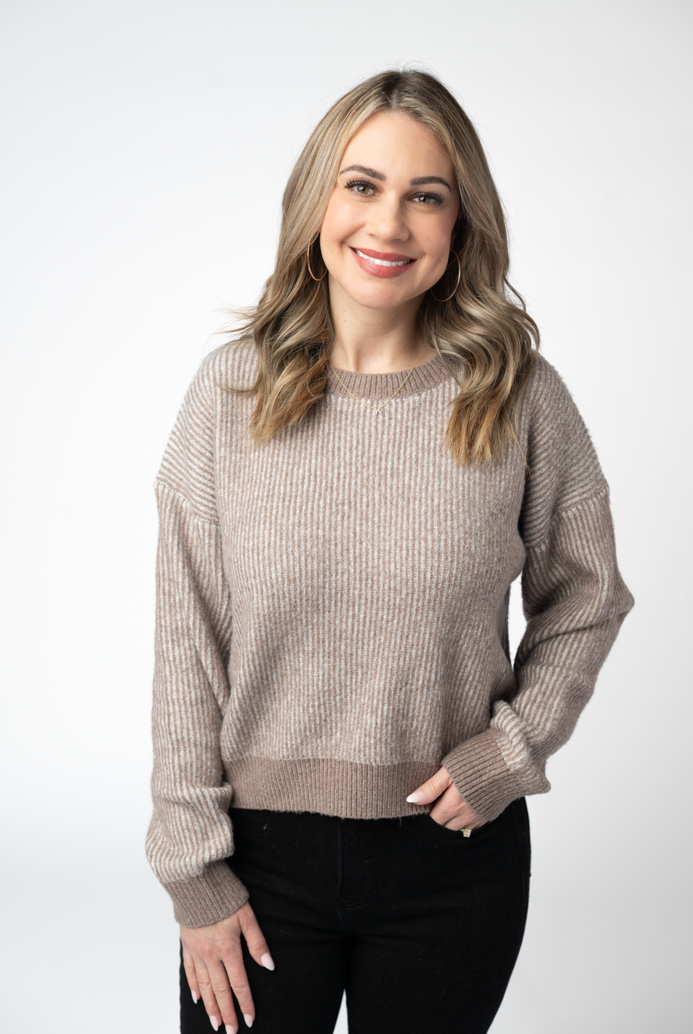 IN STOCK Josie Cozy Crew Sweater - Mocha-sweater-Dear Me Southern Boutique, located in DeRidder, Louisiana