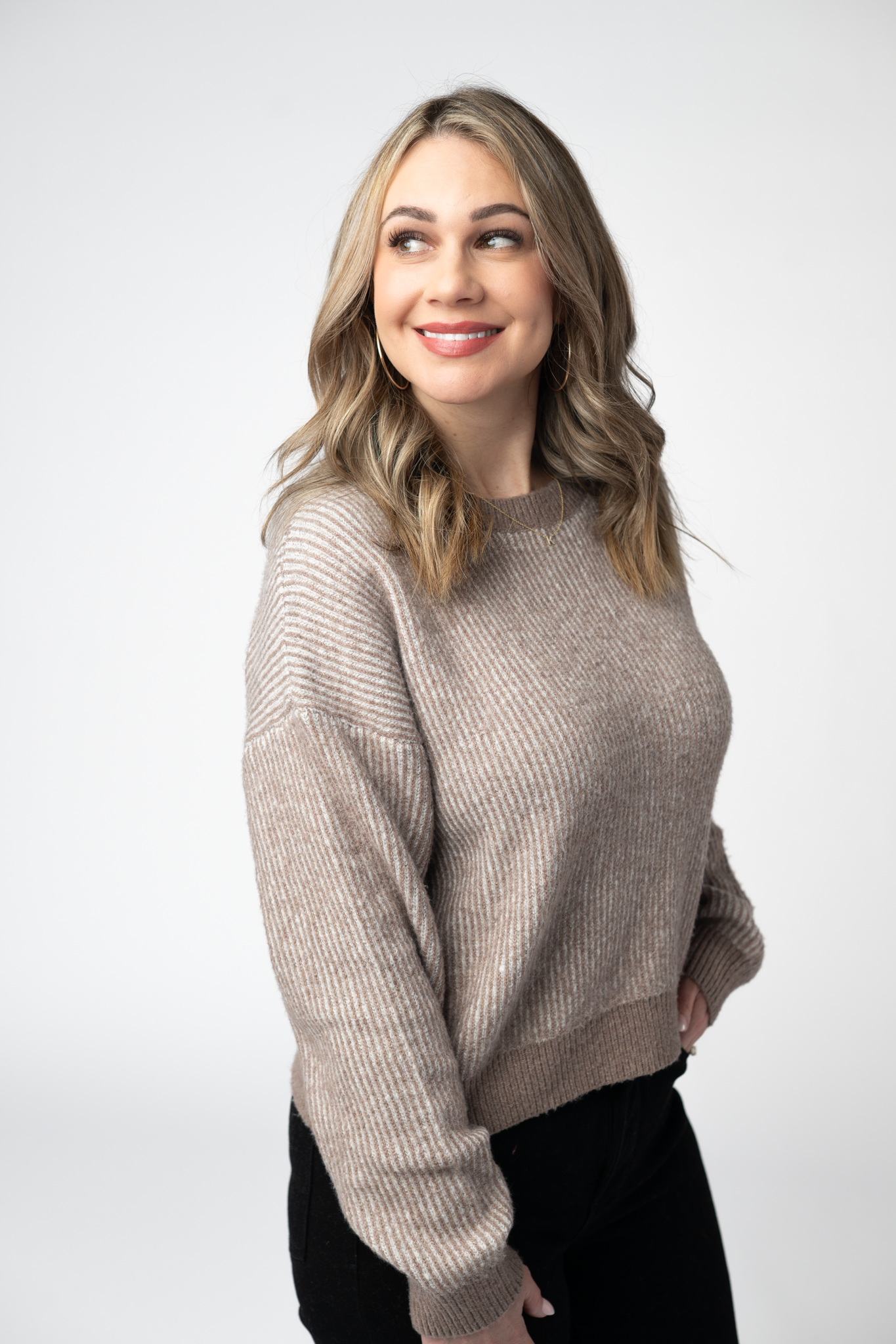 IN STOCK Josie Cozy Crew Sweater - Mocha-sweater-Dear Me Southern Boutique, located in DeRidder, Louisiana
