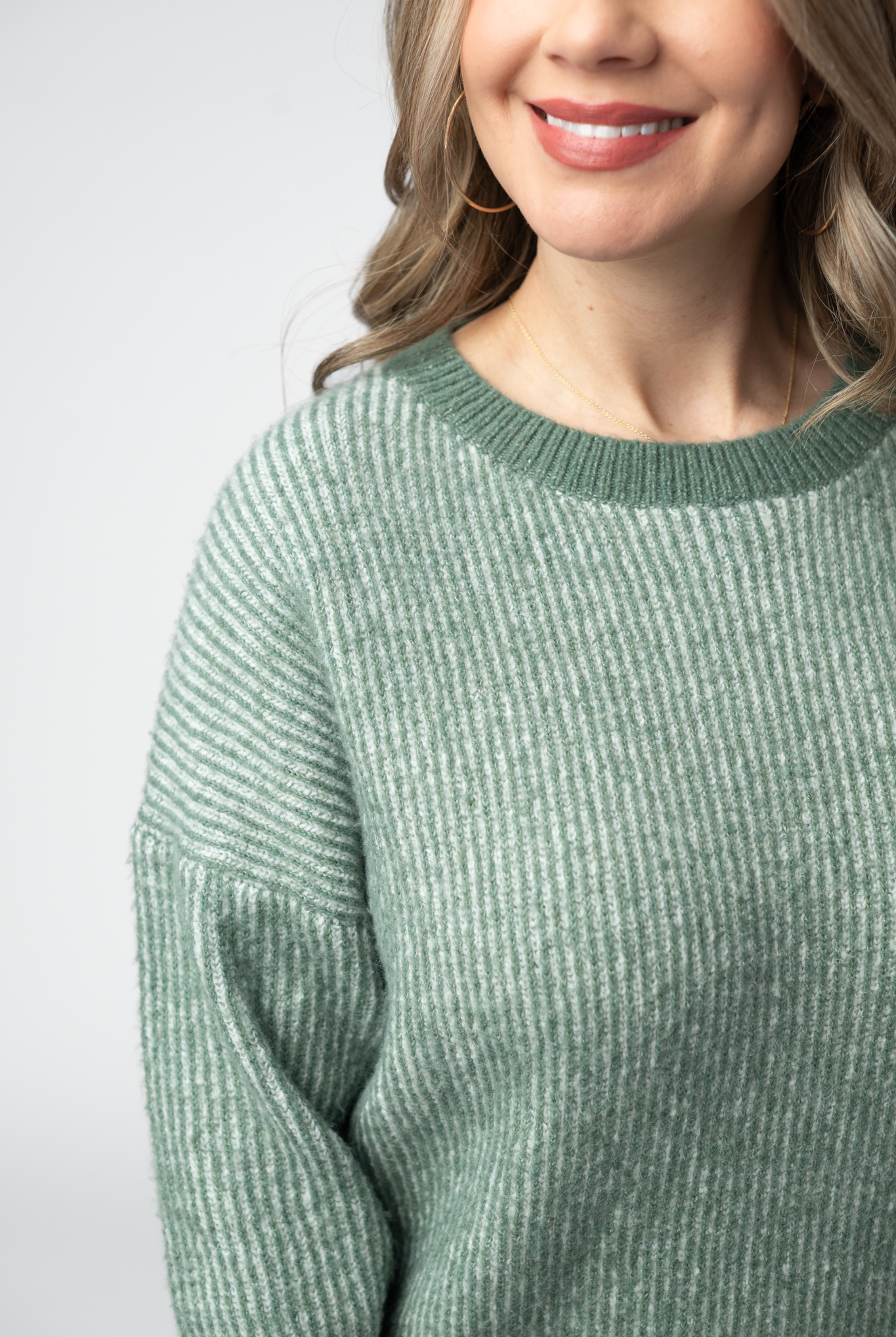 IN STOCK Josie Cozy Crew Sweater - Sage-sweater-Dear Me Southern Boutique, located in DeRidder, Louisiana