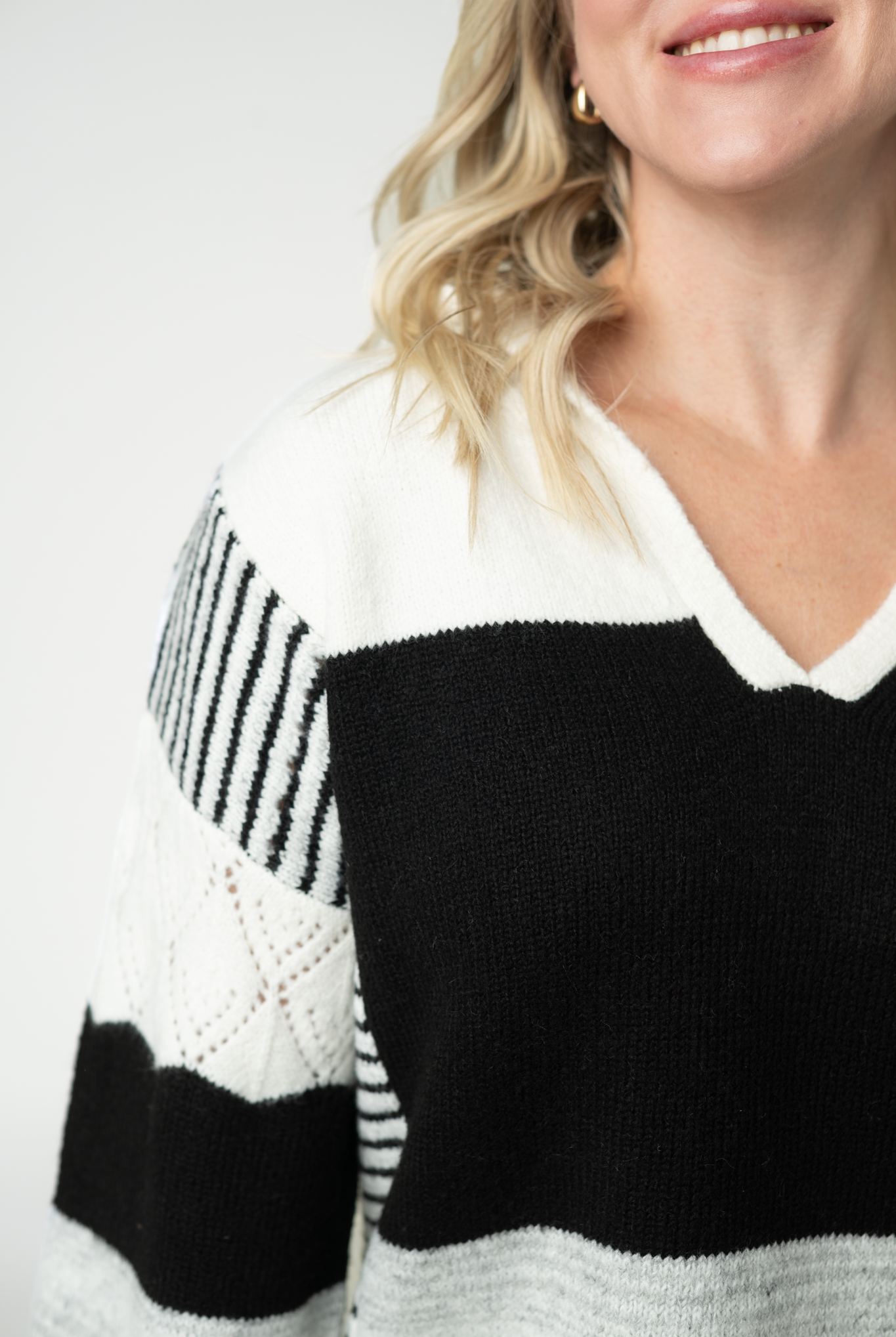 IN STOCK Monochrome Colorblock Hoodie-sweater-Dear Me Southern Boutique, located in DeRidder, Louisiana