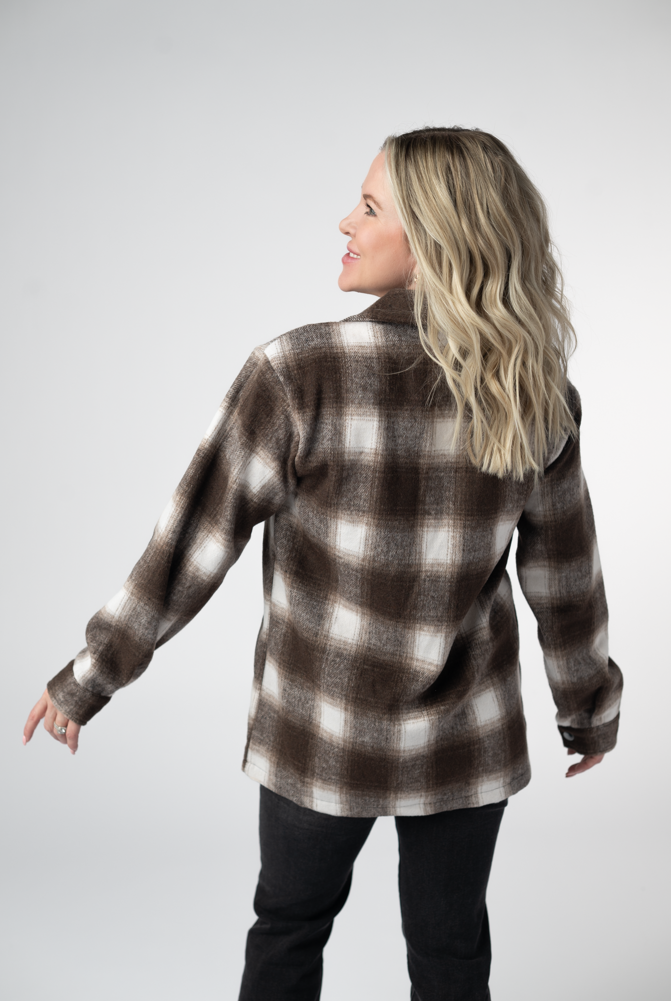 IN STOCK Norah Shacket - Brown Plaid-shacket-Dear Me Southern Boutique, located in DeRidder, Louisiana