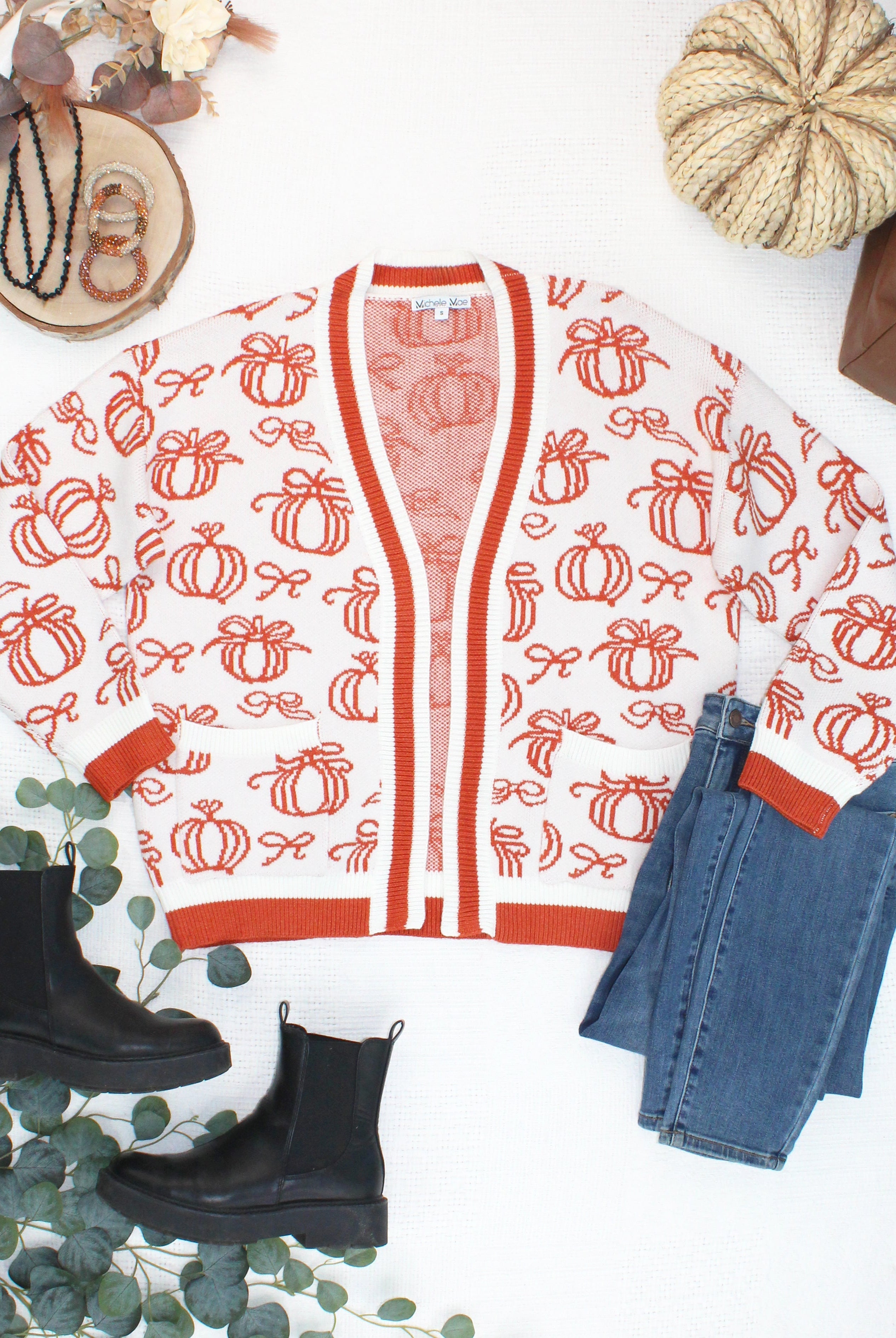 IN STOCK Pumpkins Pocket Cardigan-Cardigan-Dear Me Southern Boutique, located in DeRidder, Louisiana
