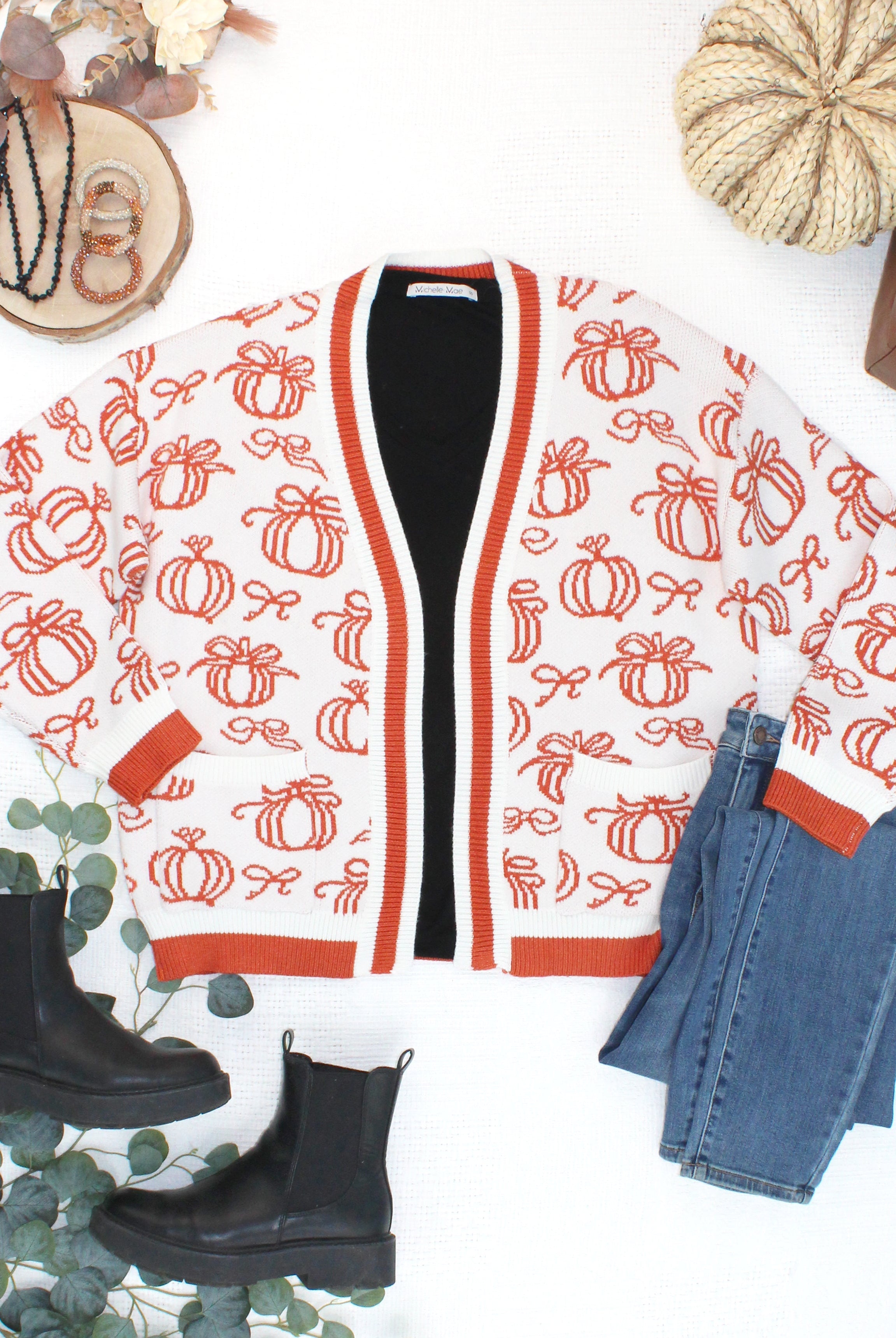 IN STOCK Pumpkins Pocket Cardigan-Cardigan-Dear Me Southern Boutique, located in DeRidder, Louisiana