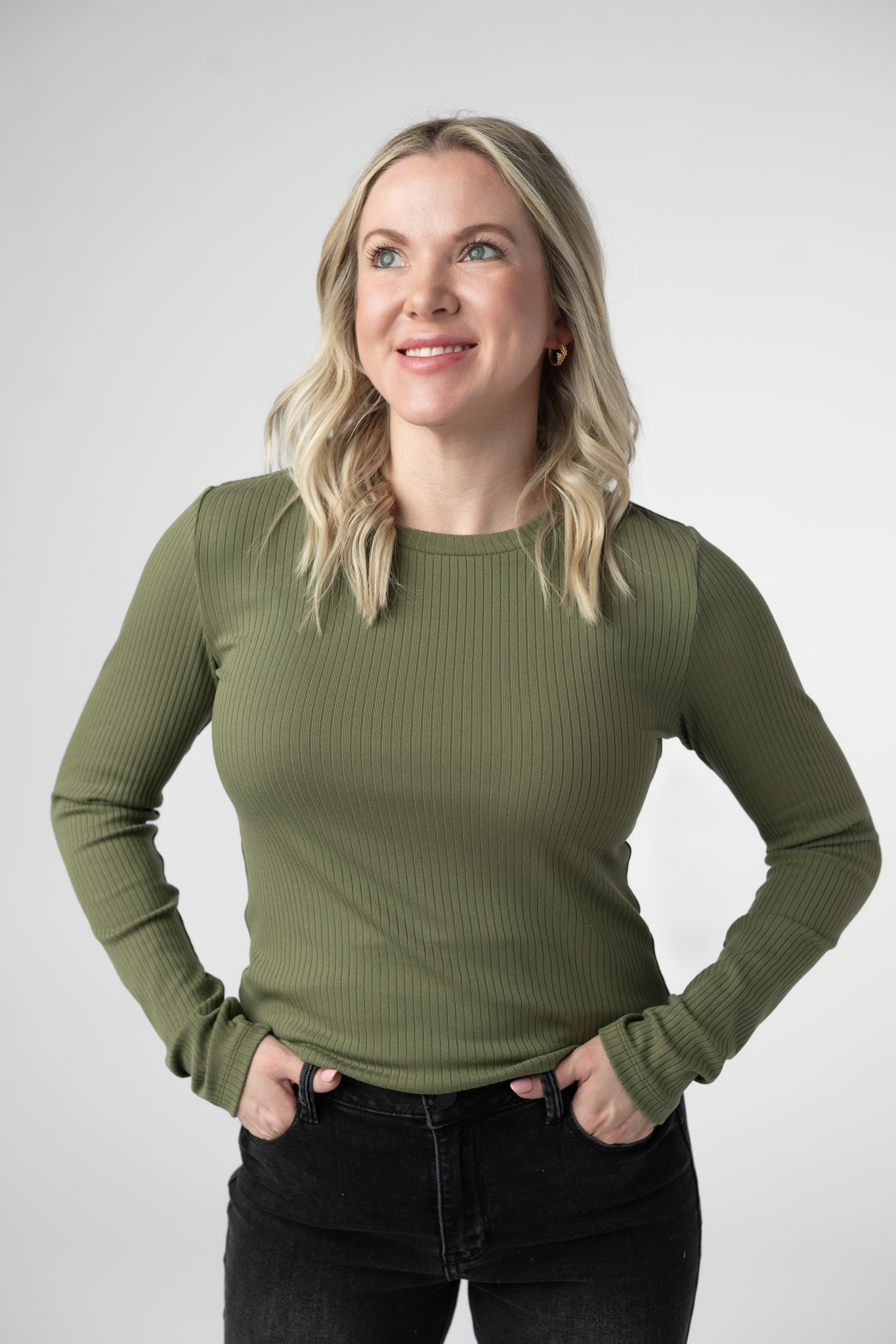 IN STOCK Reese Ribbed Long Sleeve Top - Olive-Tops-Dear Me Southern Boutique, located in DeRidder, Louisiana