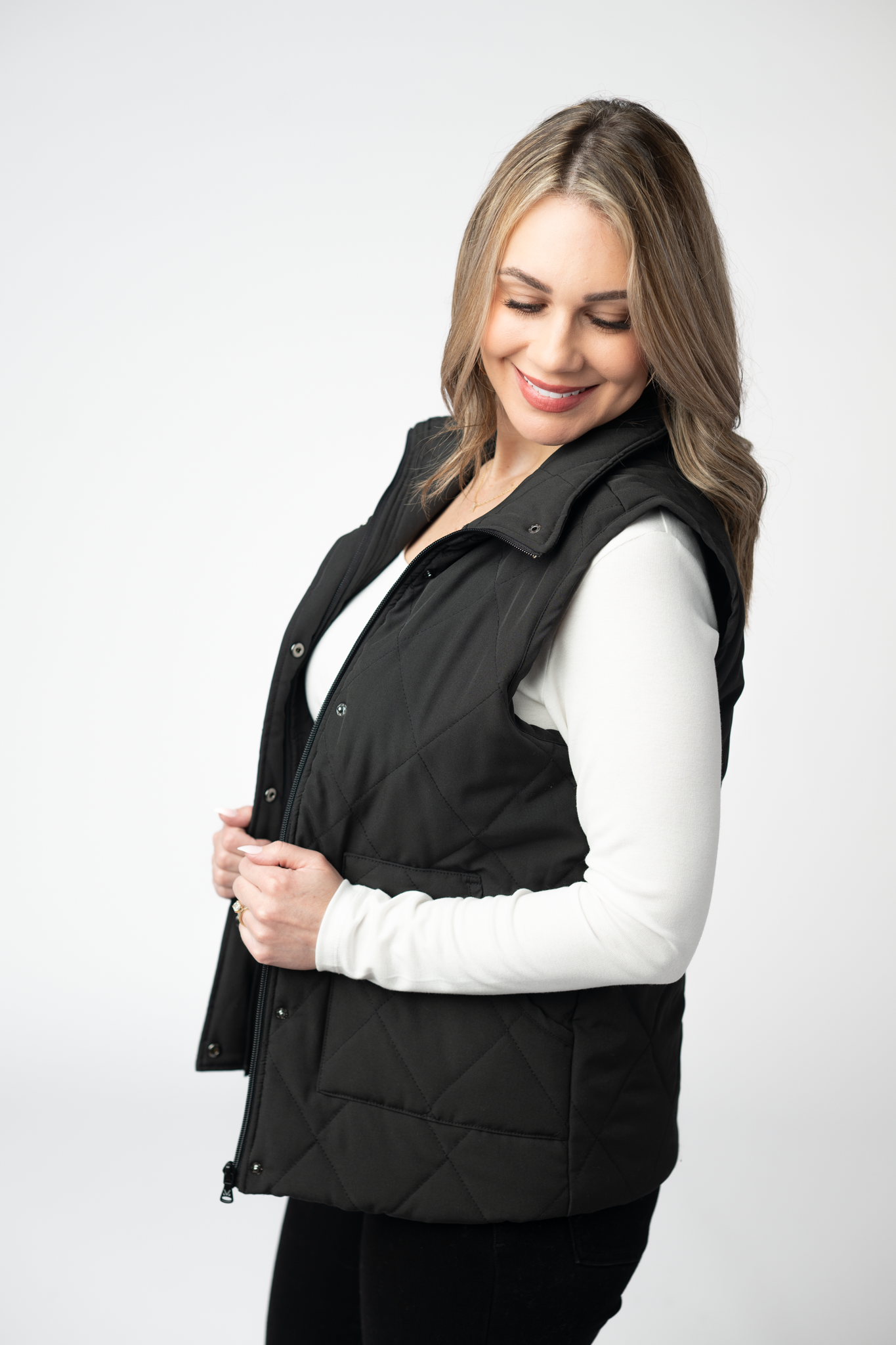 IN STOCK Remy Zip Up Vest - Black-Vest-Dear Me Southern Boutique, located in DeRidder, Louisiana