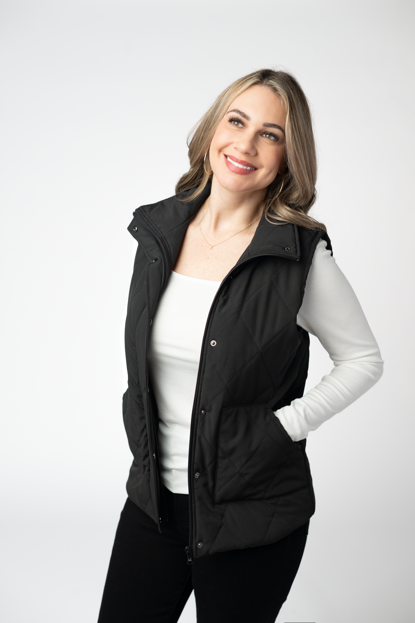 IN STOCK Remy Zip Up Vest - Black-Vest-Dear Me Southern Boutique, located in DeRidder, Louisiana