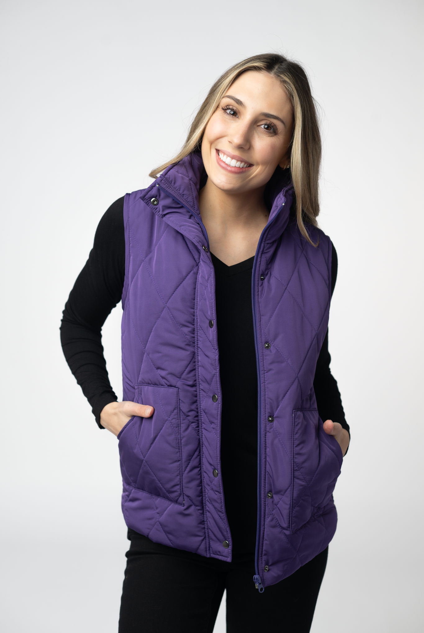 IN STOCK Remy Zip Up Vest - Purple-Vest-Dear Me Southern Boutique, located in DeRidder, Louisiana