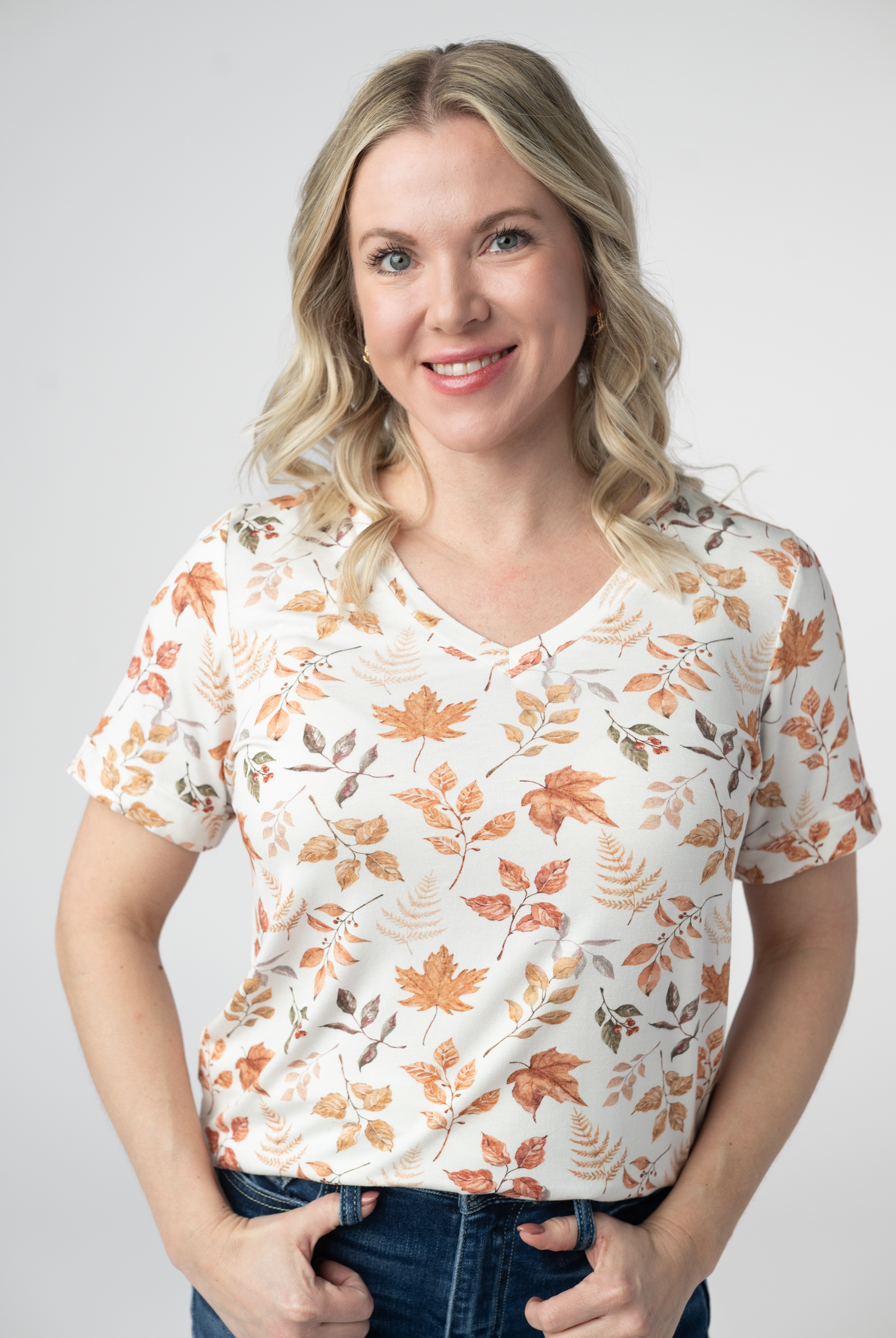 IN STOCK Sophie Top - Autumn Leaves-Shirts-Dear Me Southern Boutique, located in DeRidder, Louisiana