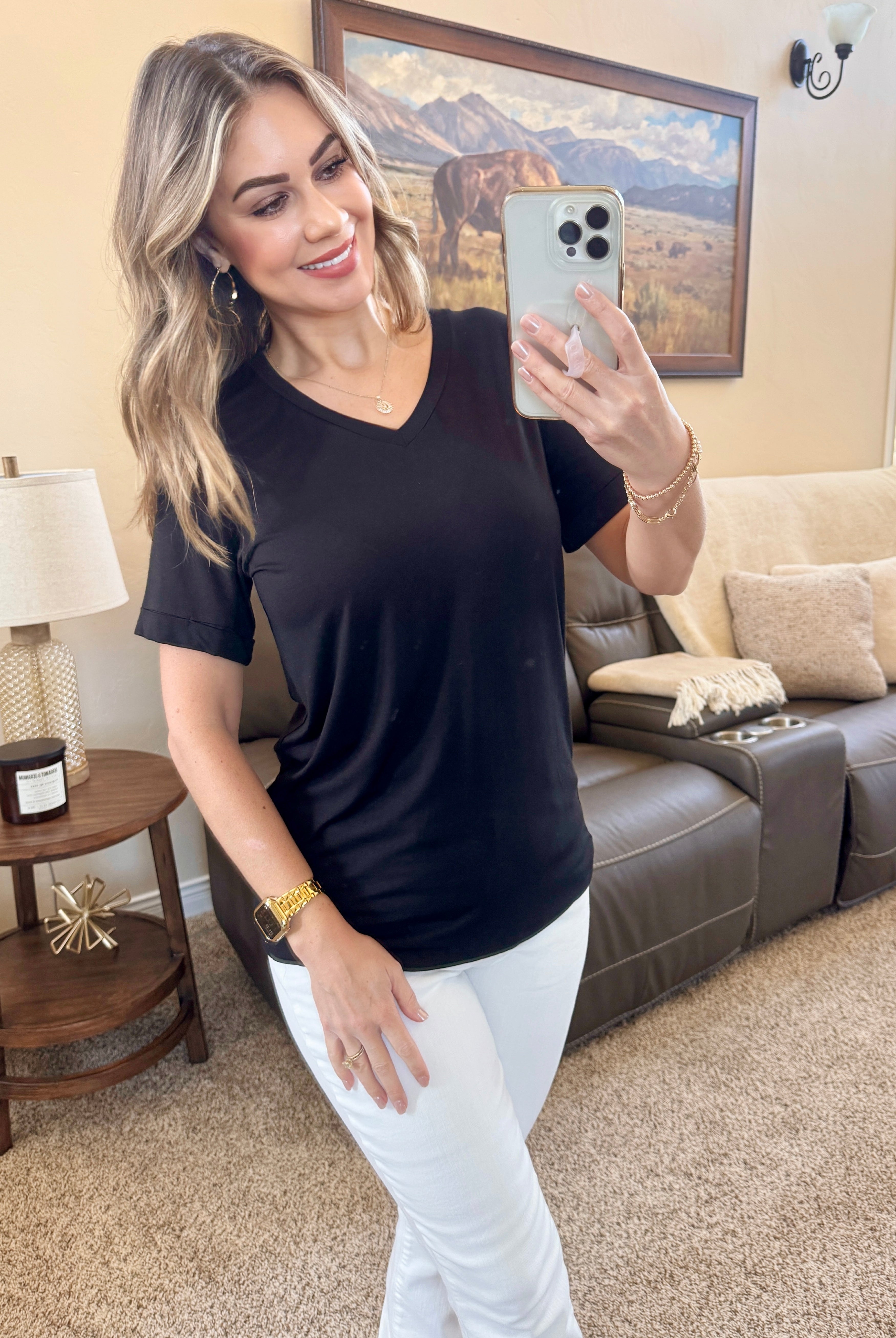 IN STOCK Sophie Top - Black-Shirts-Dear Me Southern Boutique, located in DeRidder, Louisiana