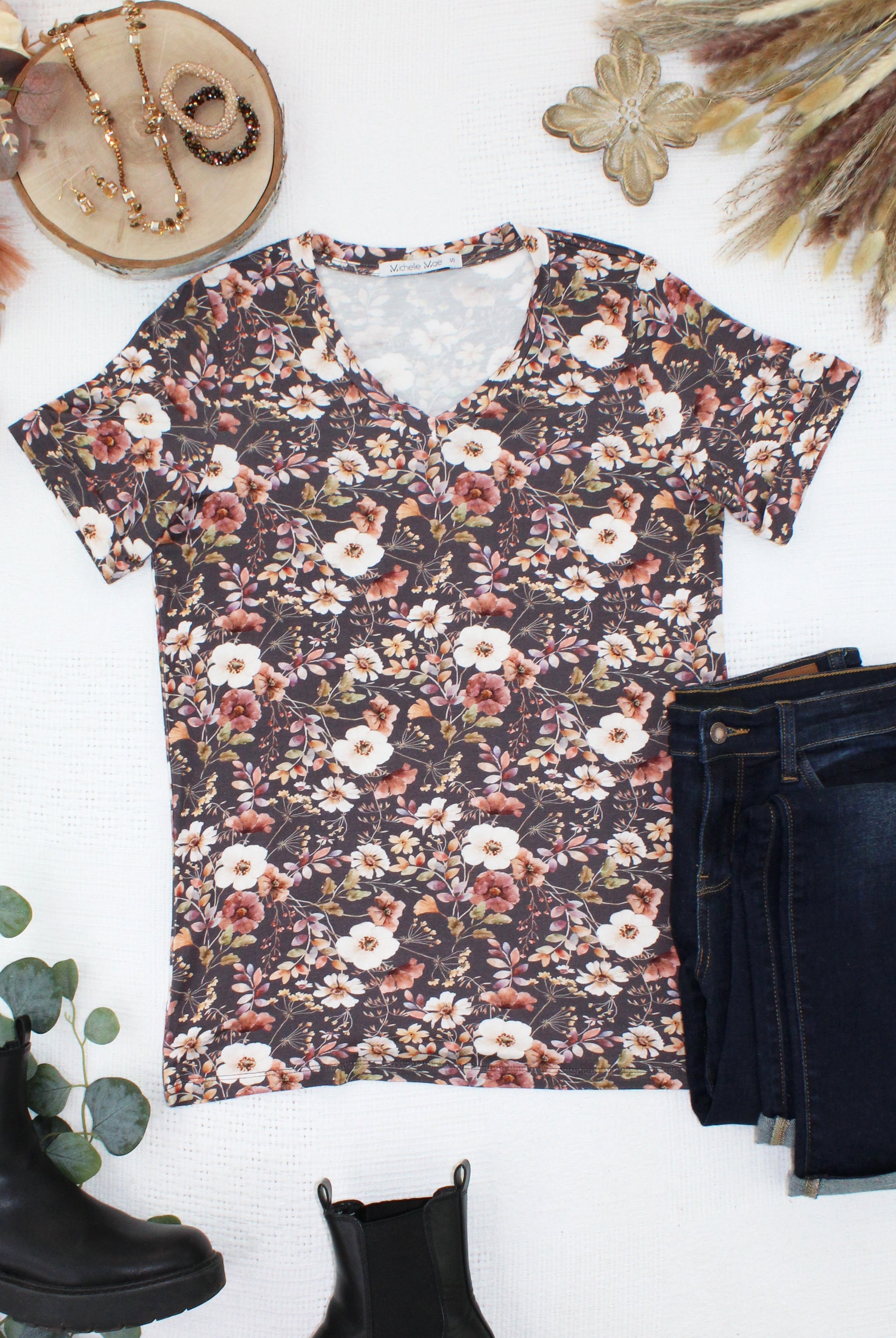 IN STOCK Sophie Top - Blushwood Floral-Shirts-Dear Me Southern Boutique, located in DeRidder, Louisiana