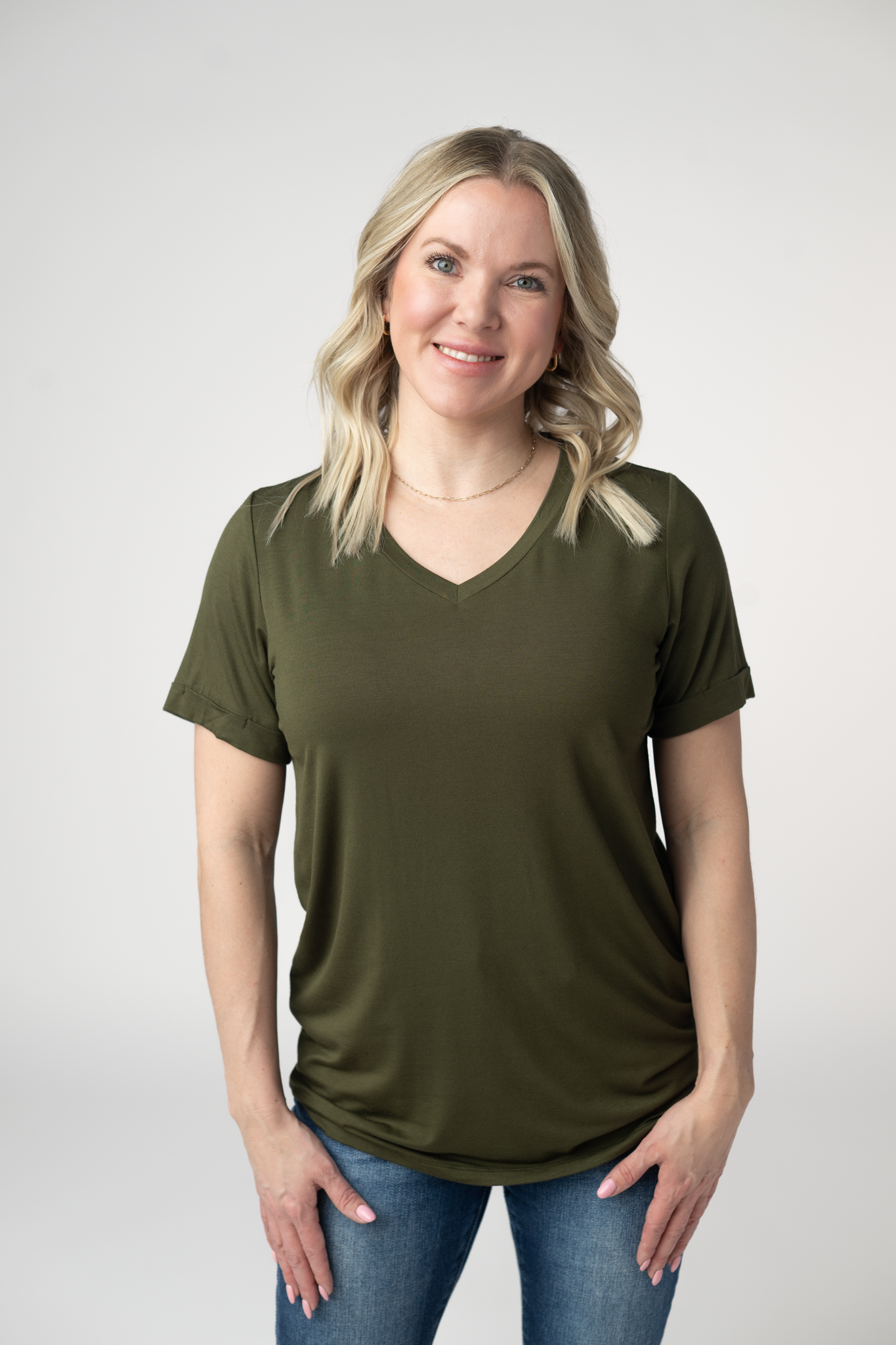 IN STOCK Sophie Top - Dark Olive-Shirts-Dear Me Southern Boutique, located in DeRidder, Louisiana