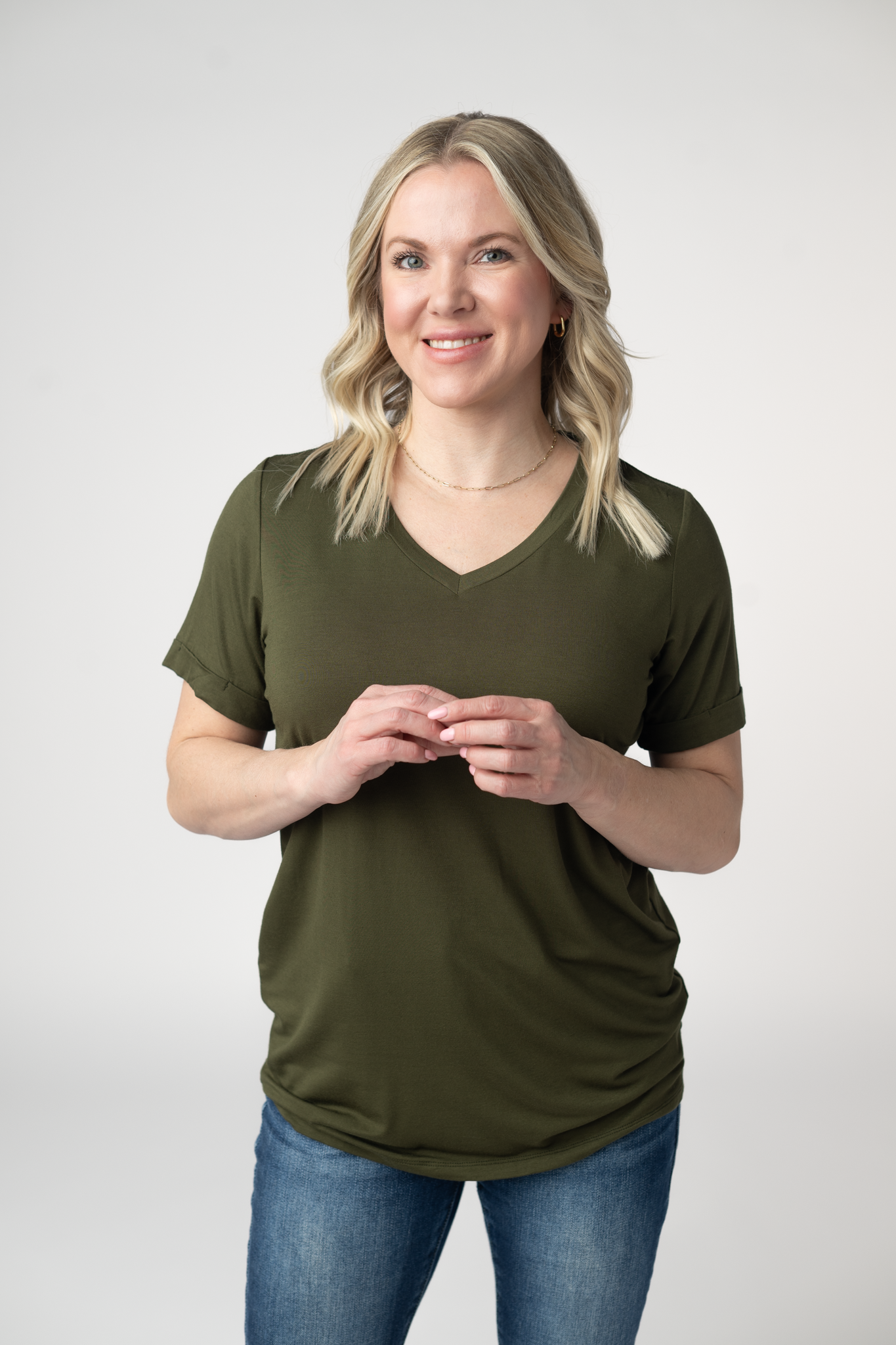 IN STOCK Sophie Top - Dark Olive-Shirts-Dear Me Southern Boutique, located in DeRidder, Louisiana