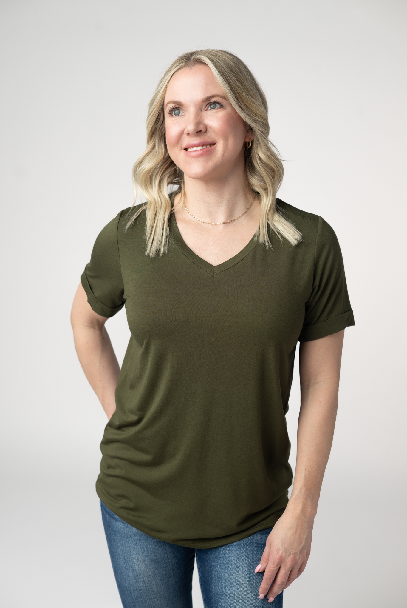 IN STOCK Sophie Top - Dark Olive-Shirts-Dear Me Southern Boutique, located in DeRidder, Louisiana