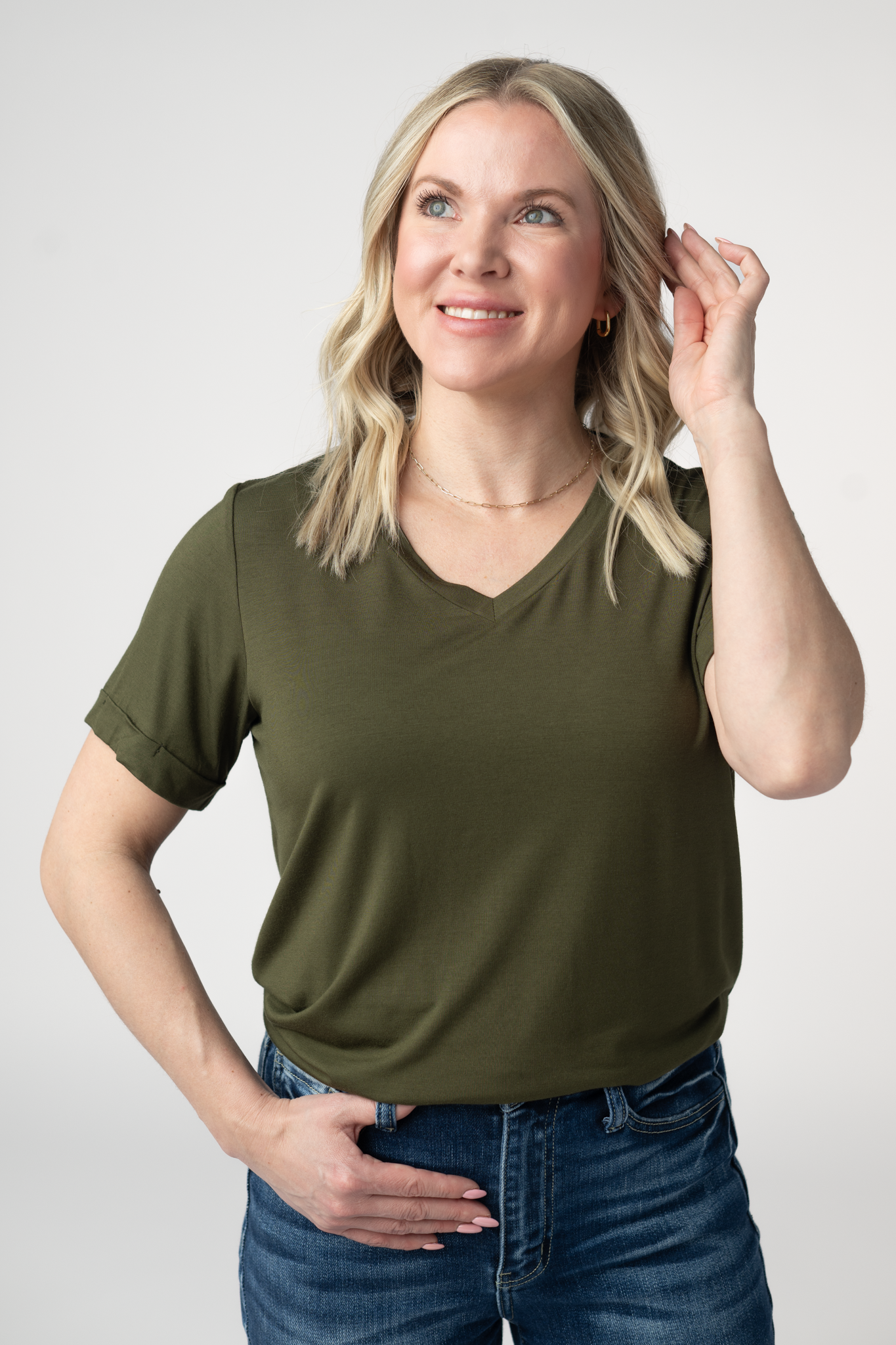 IN STOCK Sophie Top - Dark Olive-Shirts-Dear Me Southern Boutique, located in DeRidder, Louisiana