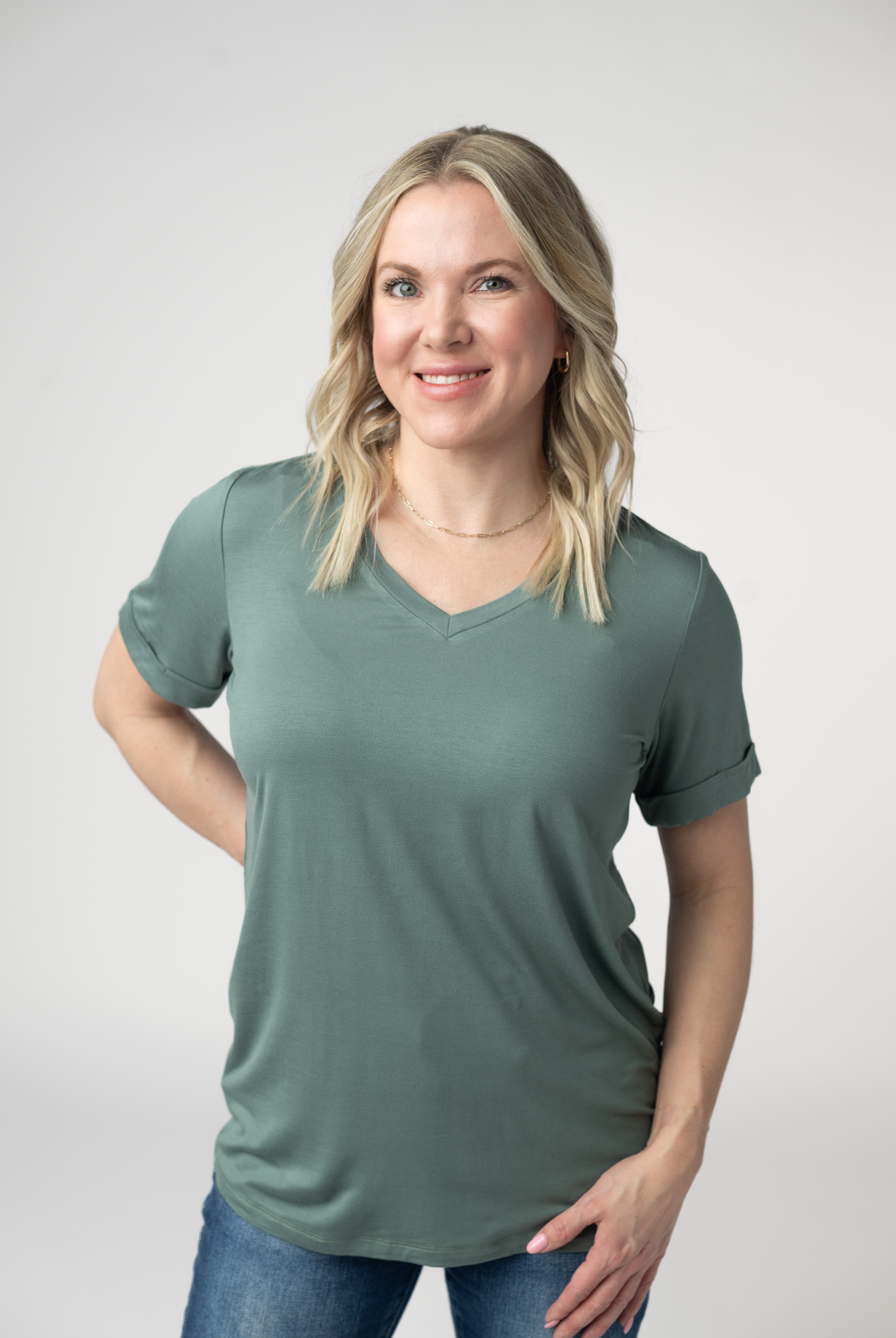IN STOCK Sophie Top - Dusty Jade-Shirts-Dear Me Southern Boutique, located in DeRidder, Louisiana