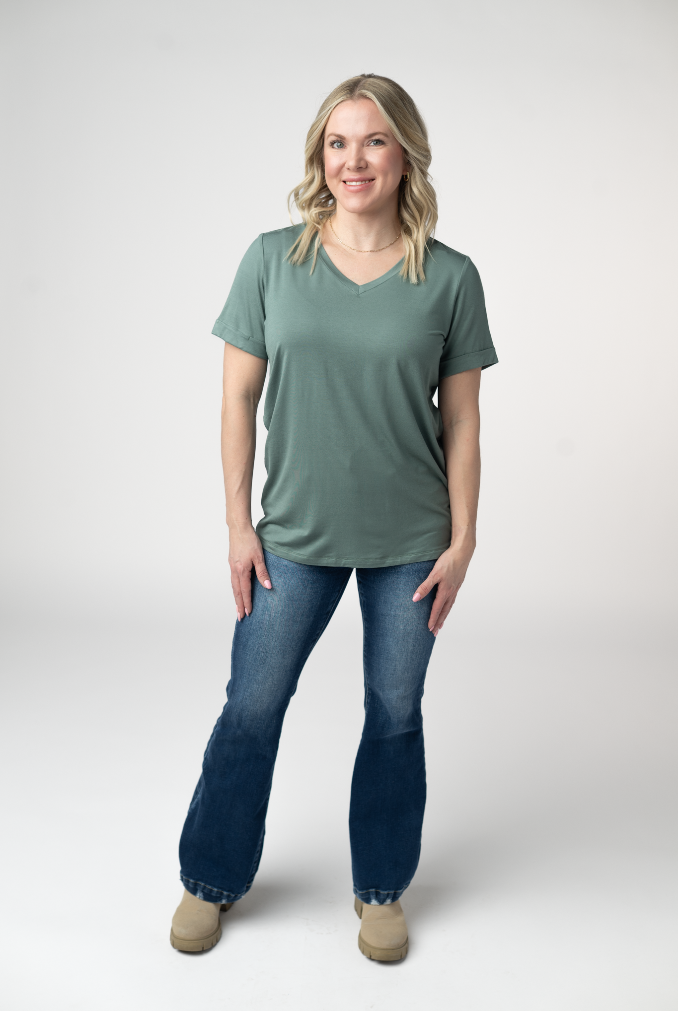 IN STOCK Sophie Top - Dusty Jade-Shirts-Dear Me Southern Boutique, located in DeRidder, Louisiana